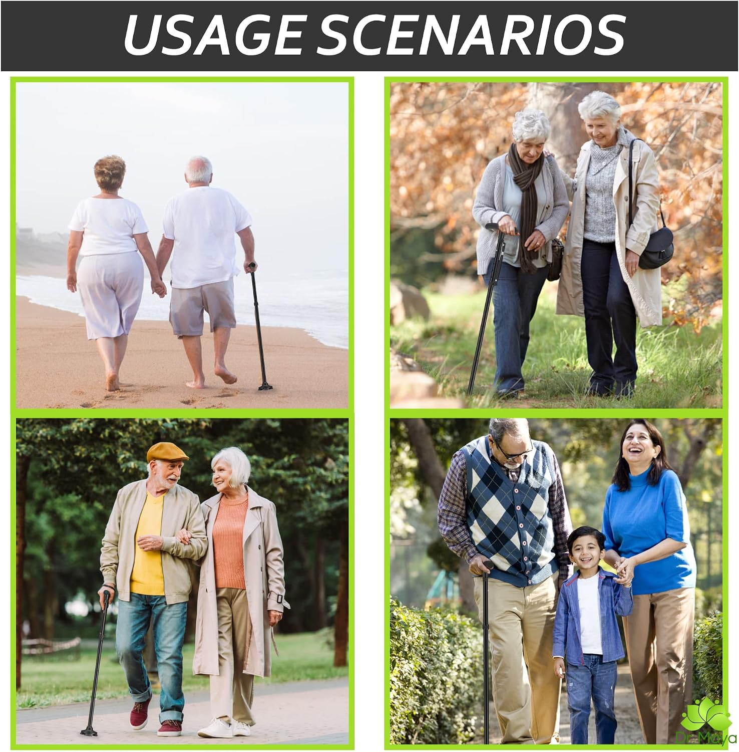 Dr. Maya Walking Cane for Women | Canes for Men | Canes for Seniors | Walking Stick for Seniors | Best Walking Canes for Men and Women | Walking Canes for Senior Men | Foldable & Adjustable Cane