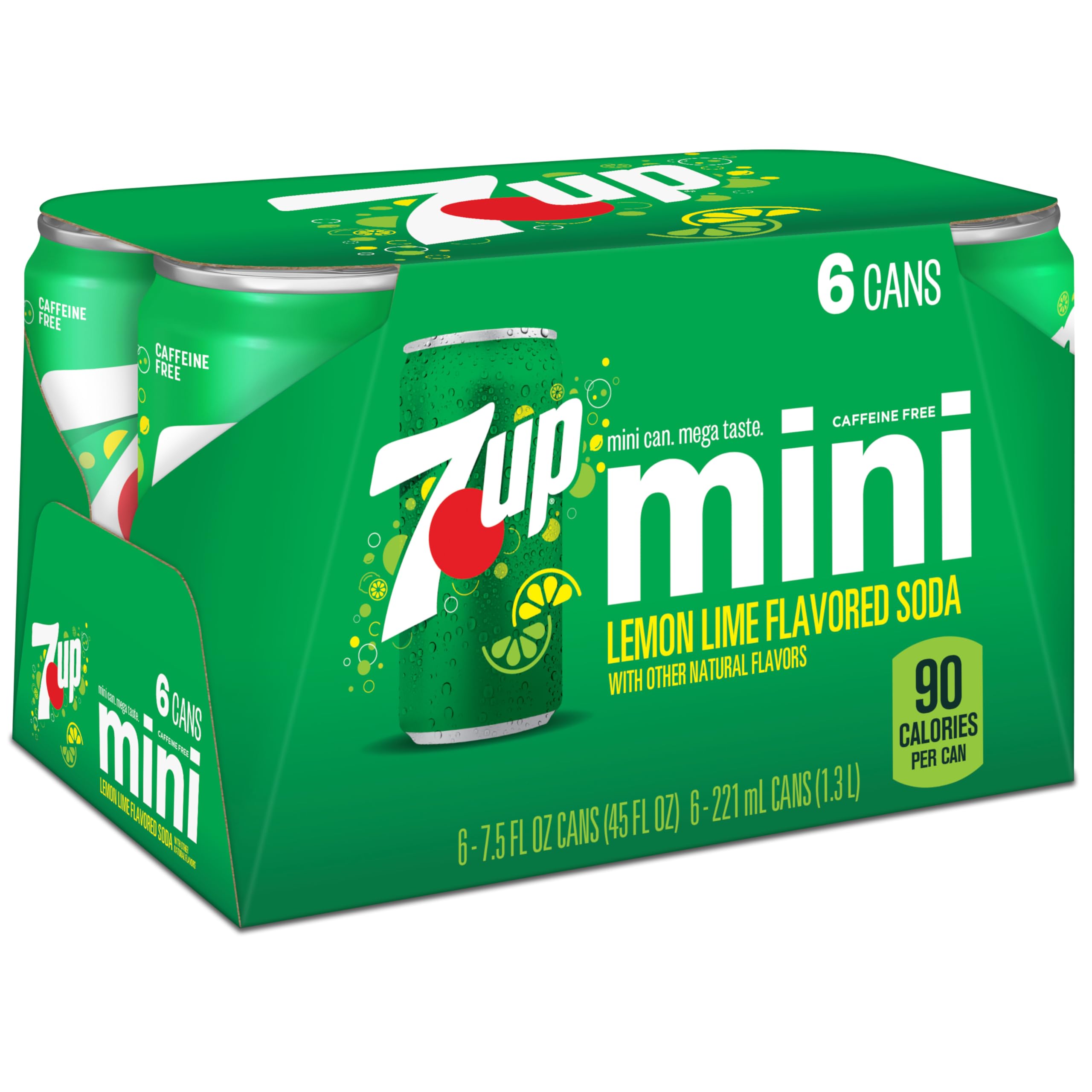 7UP Lemon Lime Soda, 7.5 Fl Oz Cans, 6 Pack