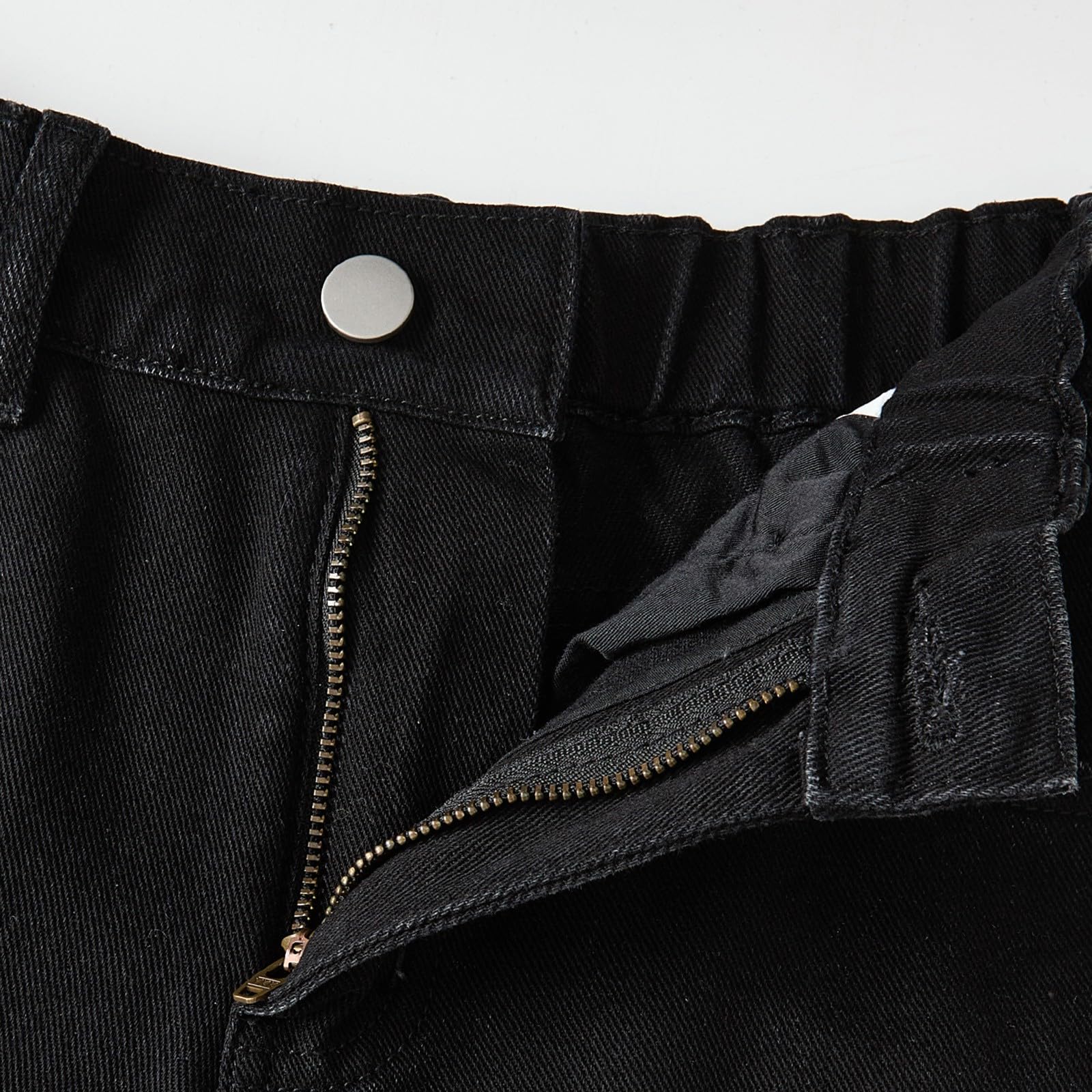 Jean baggy pour adolescentes et filles - Jambe large - Pantalon en jean mignon taille haute tendance vintage Y2K Hip Hop Streetwear taille élastique jambe droite