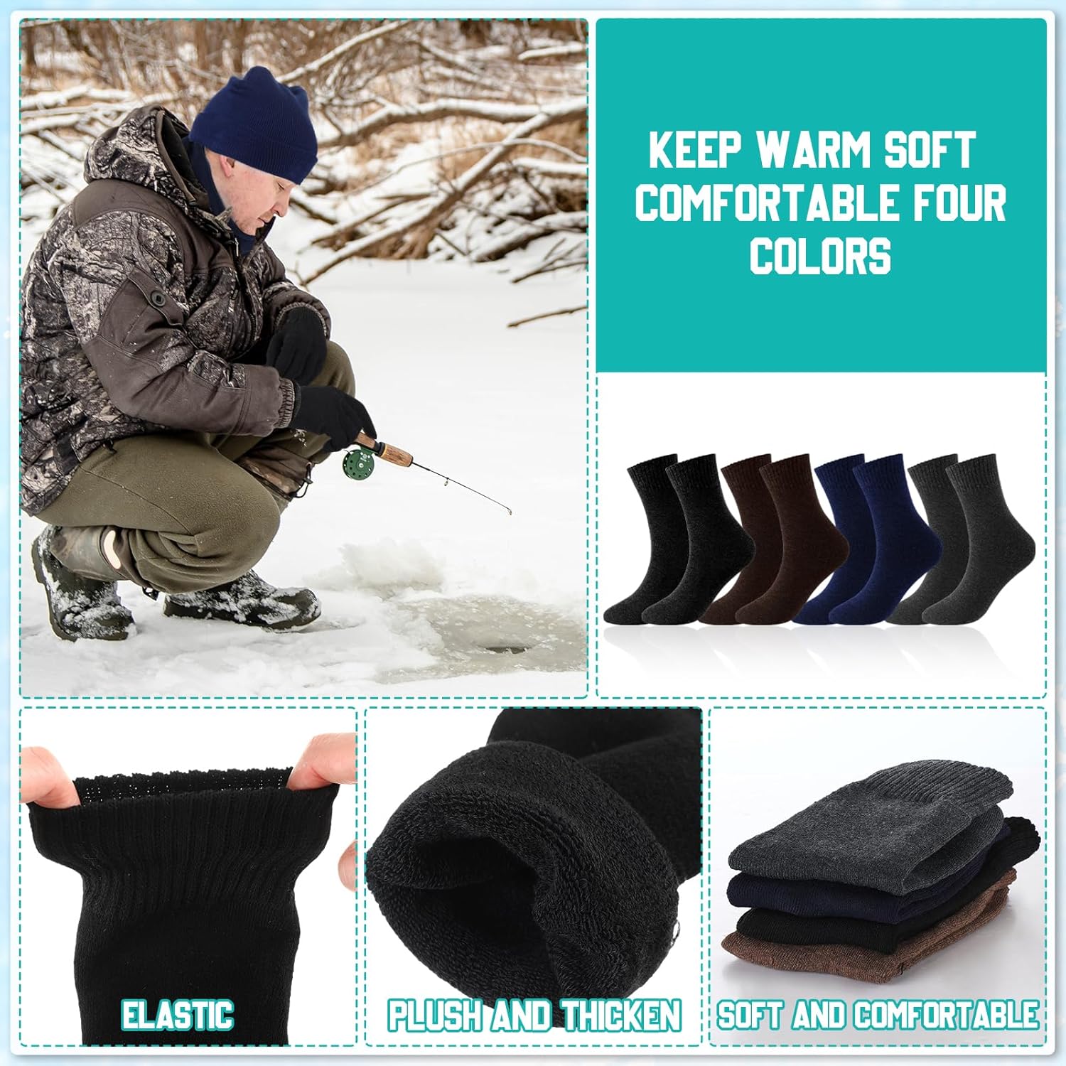 Xtinmee Bulk Winter Knit Beanie Hats Gloves Neck Warmers Socks Set for Unisex Men Women Donation Homeless Charity