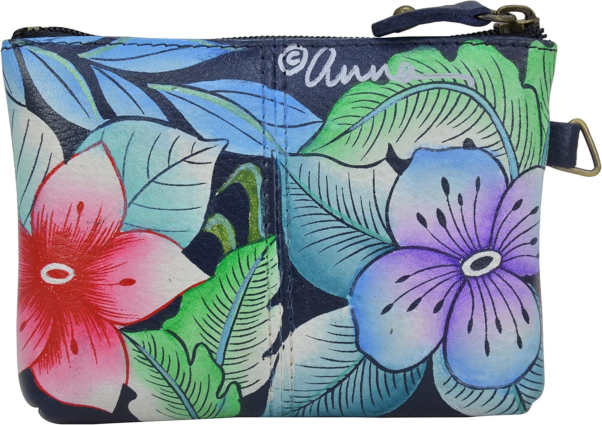 Women's Hand Painted Leather Coin Pouch Purse