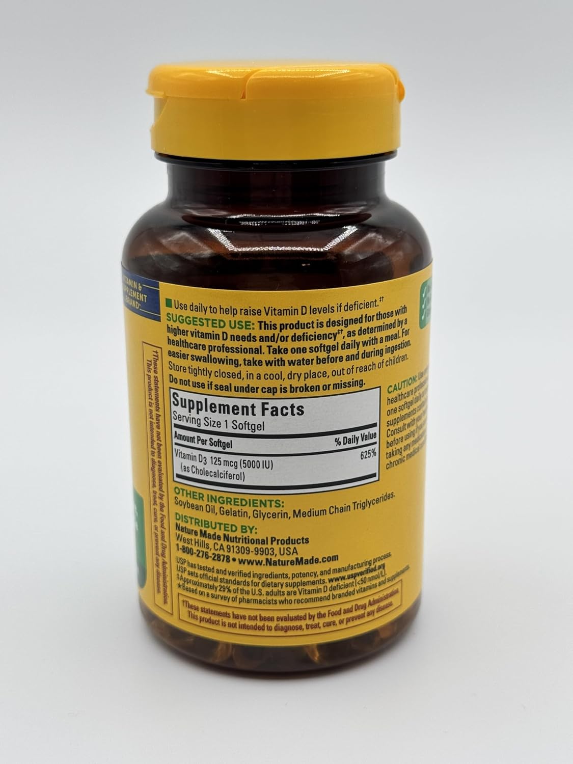 Nature Made D3 Extra Strength 5000 IU 125mcg - 240 Softgels