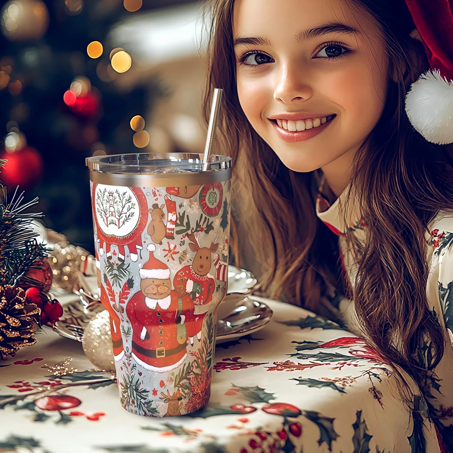 30 oz Tumbler Leak Proof Water Tumbler with Straw | Stainless Steel Vacuum Insulated Tumbler | Double Wall Coated Iced Cup Tumbler | Cupholder Friendly Travel Coffee Mug | Christmas Gift - Image 7