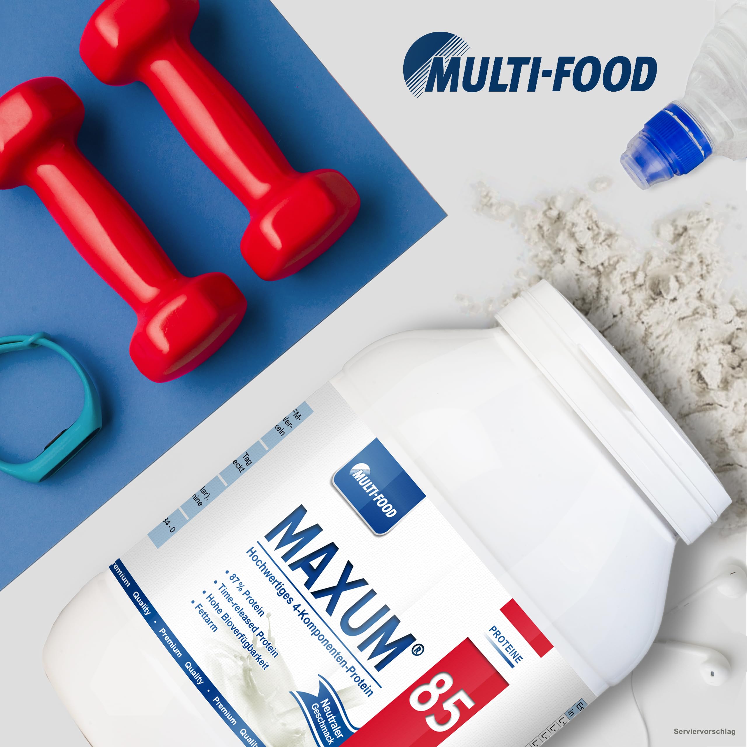 Hochwertiges Mehrkomponenten Protein Pulver - Maxum 85 - Eiweiss Protein Pulver für Muskelaufbau und Regeneration - Ideal für deinen Protein Shake - Perfektes Eiweißpulver (Neutral, 750 g Dose)