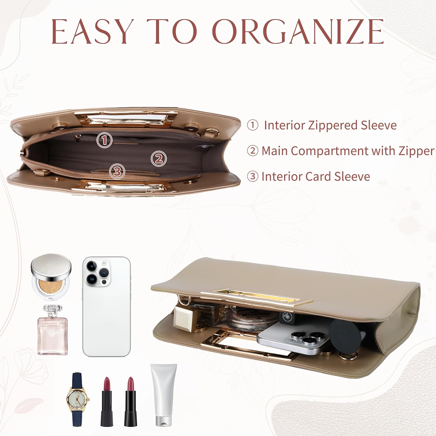 VASCHY Clutch Purse for Women,Fashion Vegan Leather Cut-Out Handle Evening Handbag Crossbody Shoulder Bag for Wedding,Party - Image 3