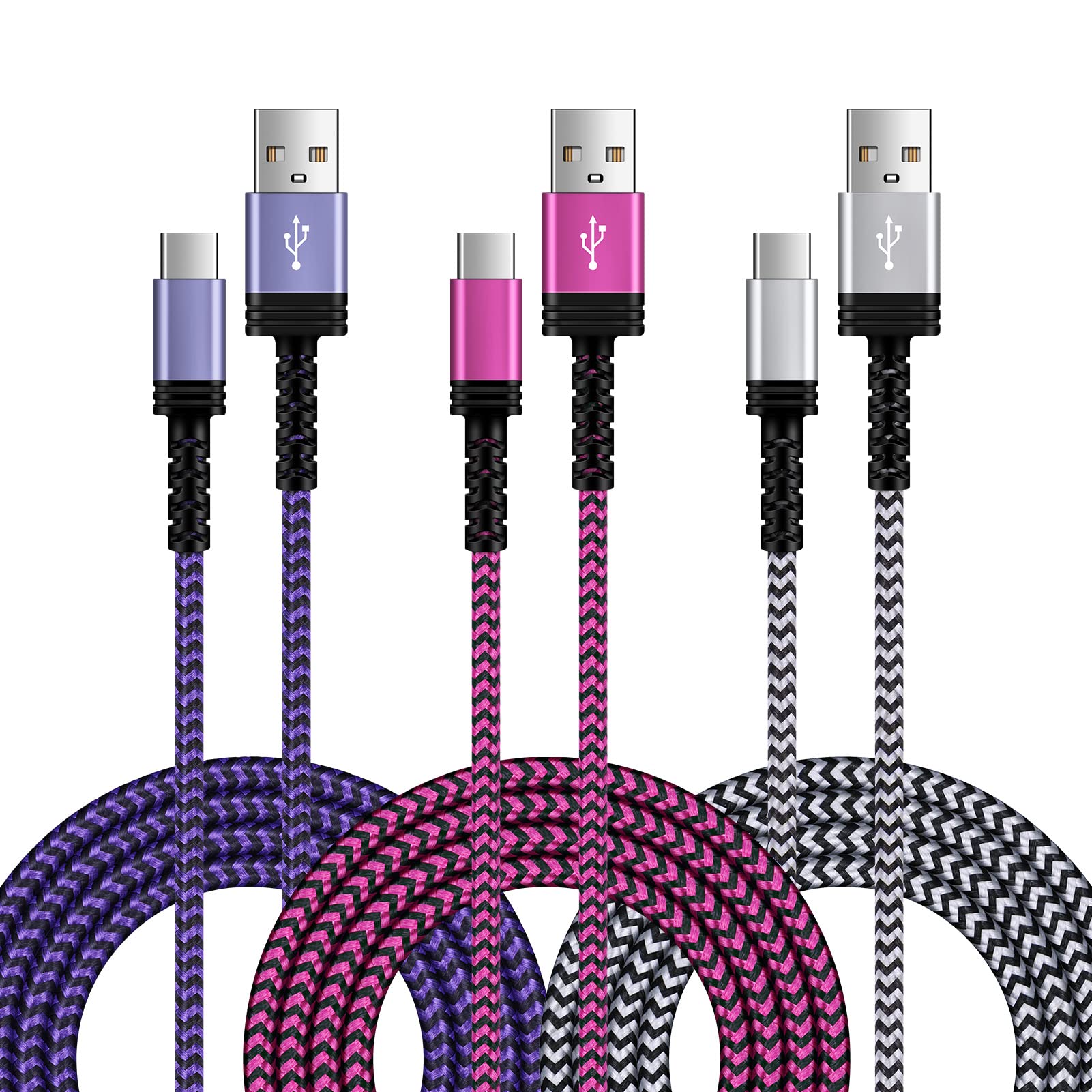 [3Pack,10/6/3ft] S23 Android Phone USB C Charging Cord Fast Charge Cable,USB Type C to USB A Moto G Phone Cord for Samsung Galaxy S24/S23/S22/S21,A54/A14/A25/A15/Z Flip 5/4/3,Google Pixel 8Pro 7a 6a 5