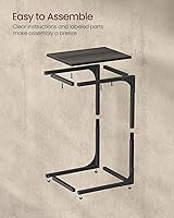 Vista 7 de VASAGLE C-Shaped End Table, Small Side Table for Couch, Sofa Table with Metal Frame for Living Room, Bedroom, Bedside, Ebonized Oak and Black