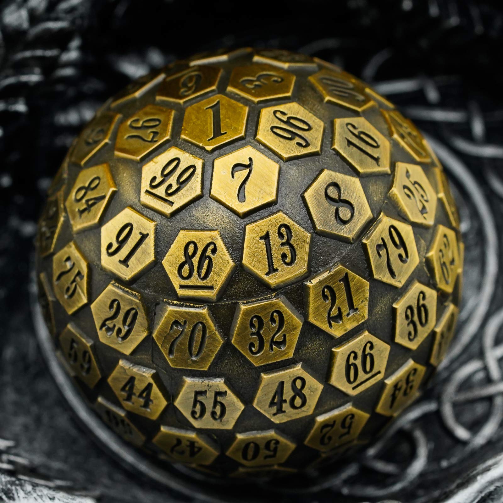 Cusdie D100 DND Metal Dice, 100 Sided Giant Metal Dice, Single D100 Polyhedral Dice with Gift Box for RPGs (Ancient Gold)