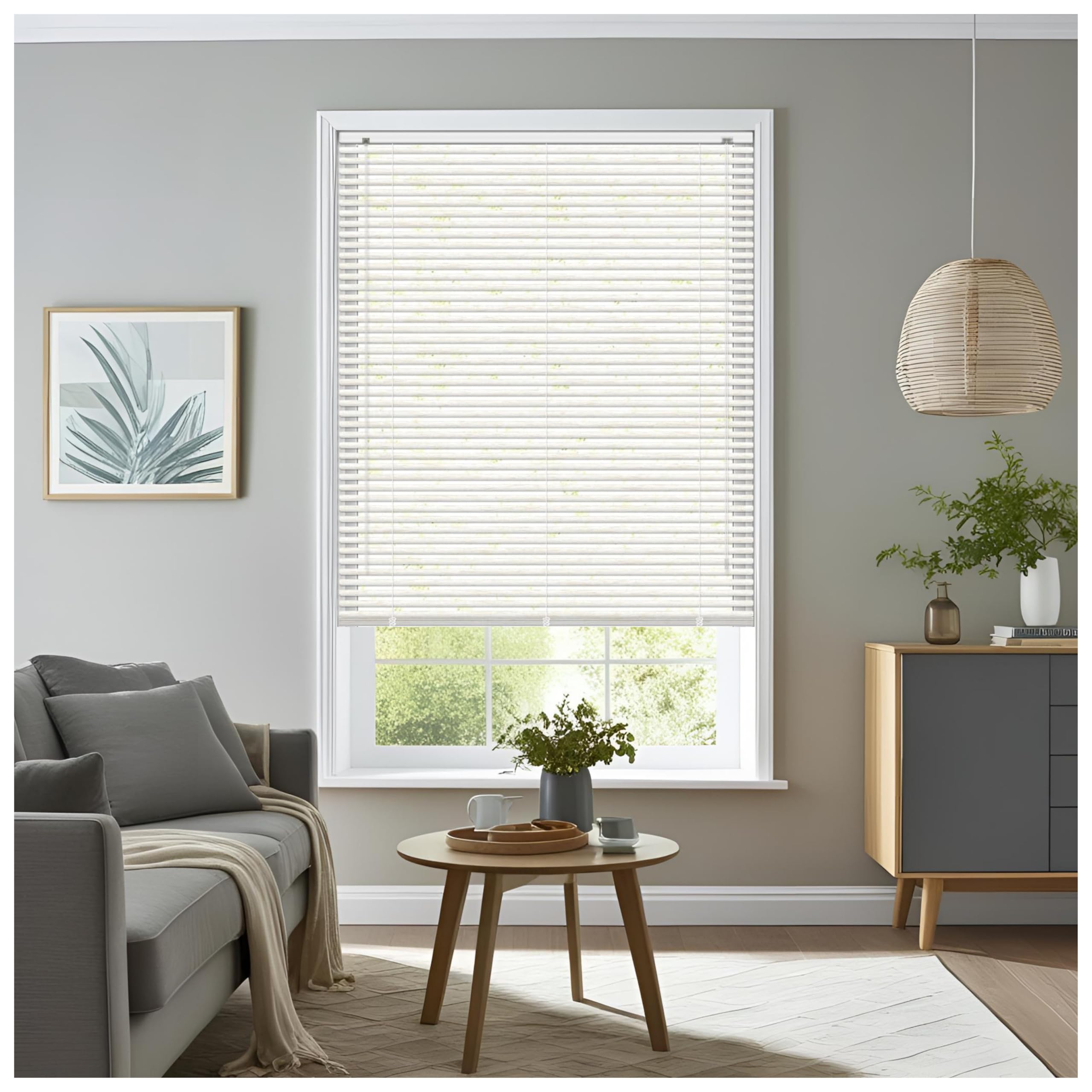 J.Din Made to Measure White Plain PVC Window Venetian Blinds Metal Headrail Blind, Easy Fit Windows Treatment Shutters Child Safe Fittings Home Office Curtains 240W x 150H cm