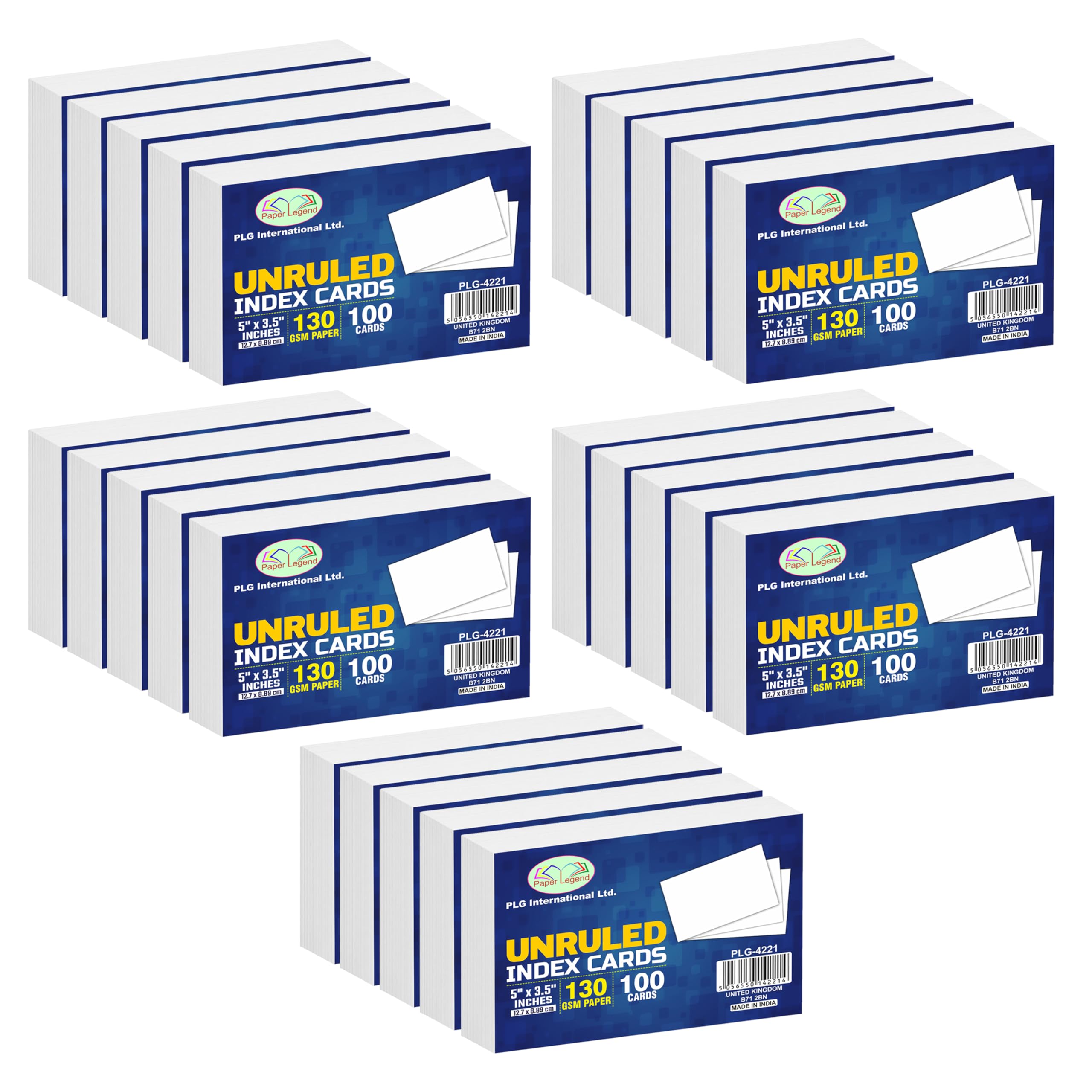 [4000 Pcs] White Plain Record Cards Unruled Index Cards White Flash Cards 130 GSM (Both Sides Blank) Blank Note Cards Record Cards for Office School Learning, Note Taking (5" x 3.5")