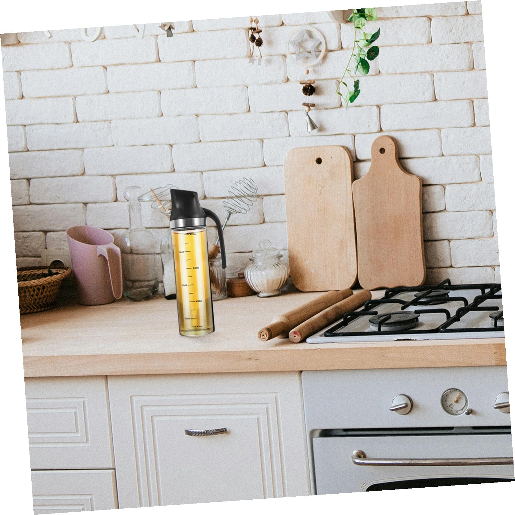 VALICLUD Aceitera y Vinagrera de Vidrio con Medidor Dispensador Automático Antigoteo para Cocina Botella Dosificadora para Aceite Vinagre y Salsa de Soja Grande