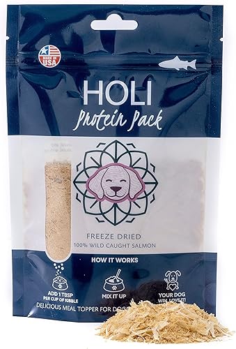 HOLI Alimento de salmón liofilizado para perros, con Omega 3 y 6, un solo ingrediente, salmón capturado en la naturaleza de grado humano,