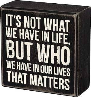 Primitives by Kathy 35144 Classic Black and White Box Sign, 4 x 4-Inches...