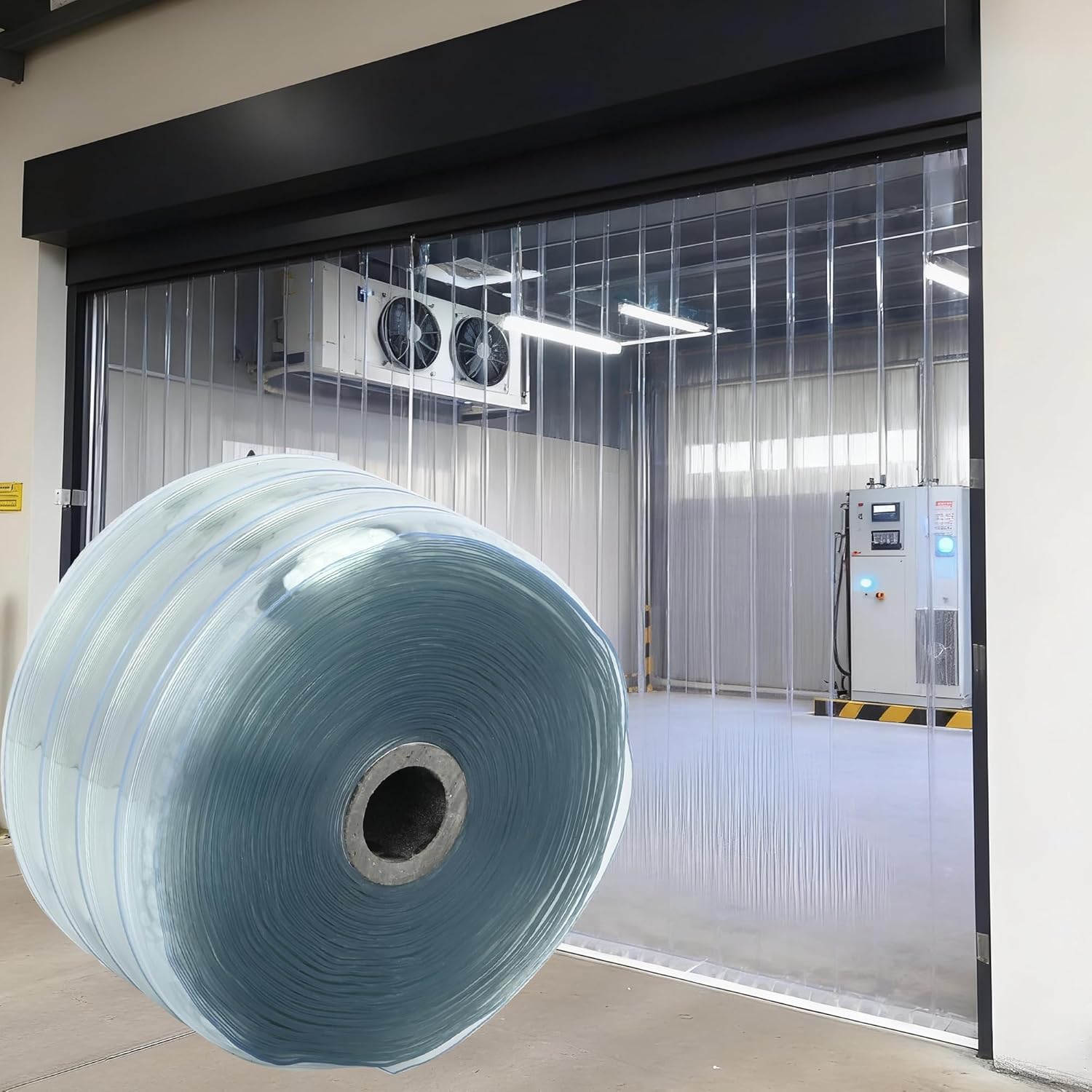 Commercial Plastic Strip Door Curtain 164' L X 7.87'' W Clear Ribbed PVC Strip Curtain for Doorway of Supermarket, Garage, Warehouse, Pet Animal House (164' X 7.87'' x 0.06'', Clear Ribbed)