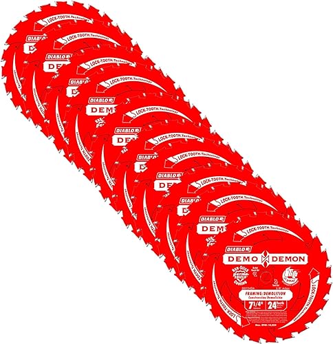 Paquete de 10 hojas de sierra circular Freud D0724DA Diablo Demo Demo de 7-1/4 pulgadas x 24 dientes