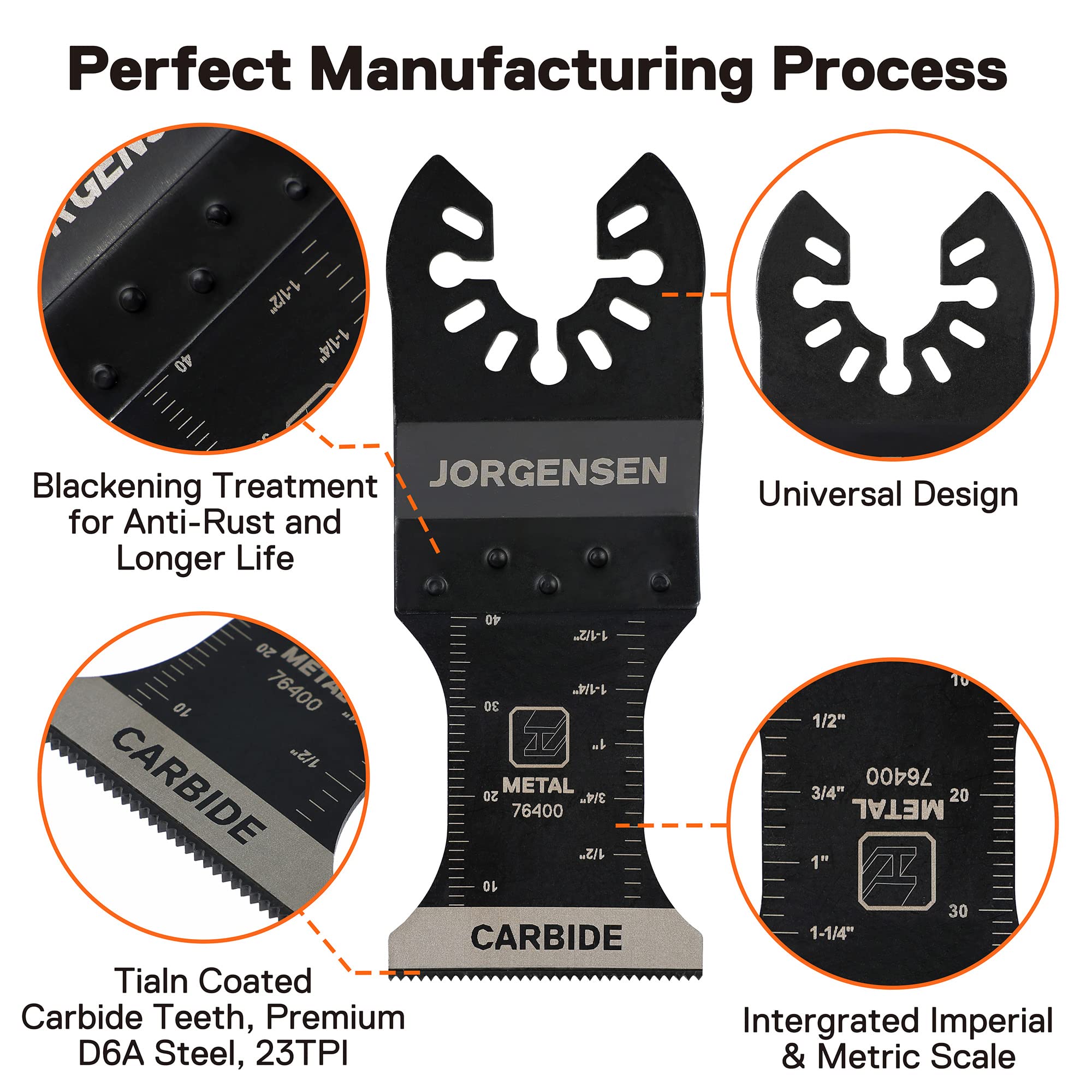 JORGENSEN Cuchillas de Sierra Oscilante 3-piezas, Hojas de Corte para Herramientas Multifunción, Accesorios Multiherramienta para Corte de Metal, Clavos, Tornillos, Pernos
