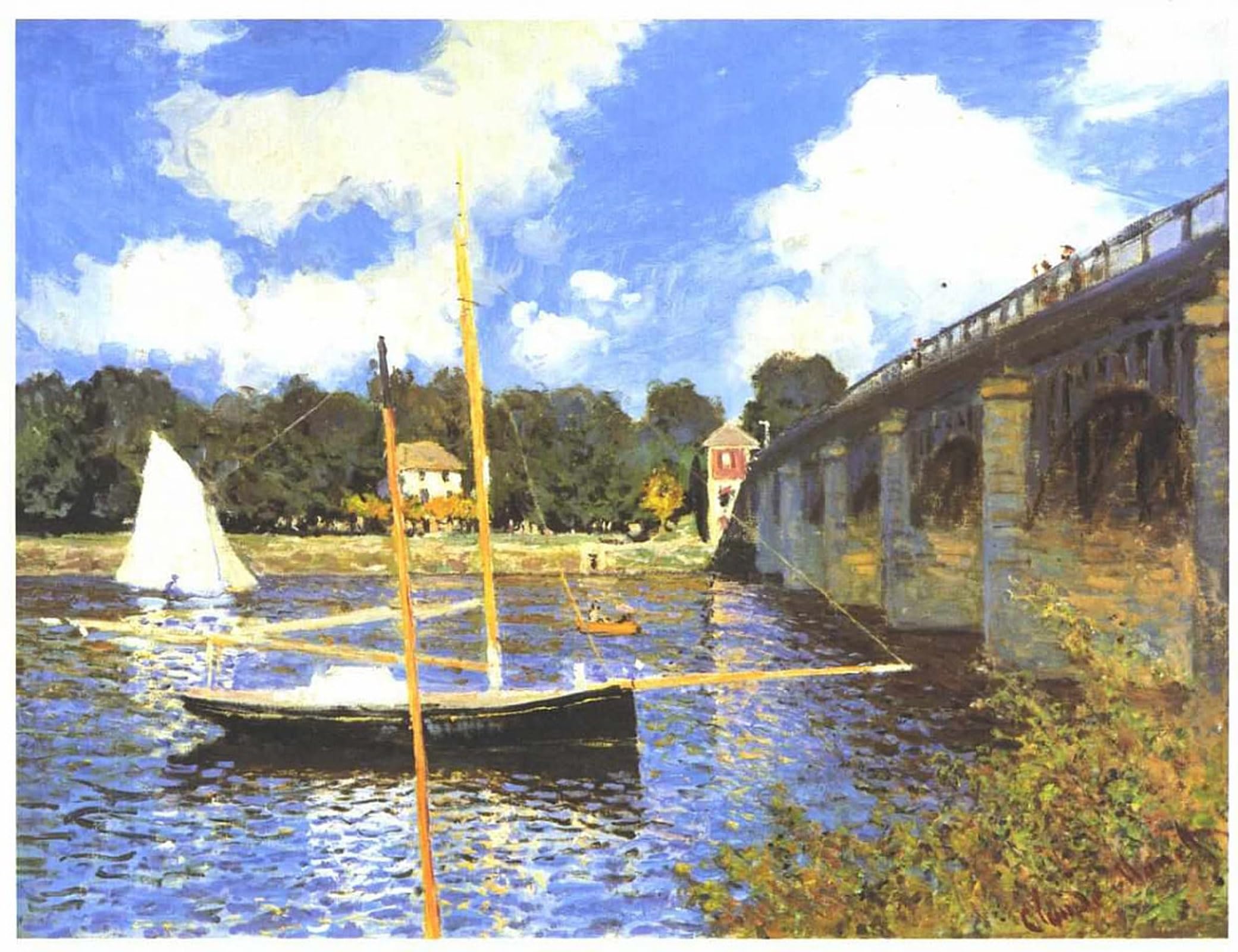 POSTERIIk Vintage Print Pop Art Landscape Artwork the Argenteuil Road Bridge by Claude Monet Art Prints for Office Home Decor 60x90cm