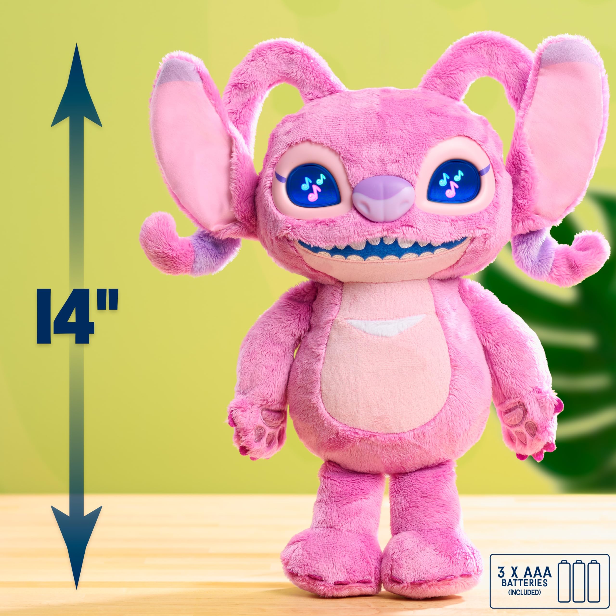 Disney Stitch Angel Many Moods 14-inch Interactive Plush, 50+ Sounds & Effects, Expressive LCD Eyes Show Her Moods, Toy for Fans, Girls, Boys, Kids 3 and Up by Just Play