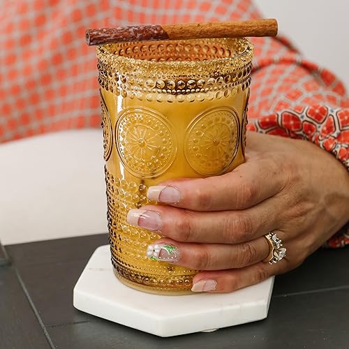 Miniatura 10 de Kate Aspen Hobnail - Juego de 6 vasos de bebida con cuentas florales de oro rosa (13 onzas), juego de cristalería vintage, juego de vasos de cóctel,