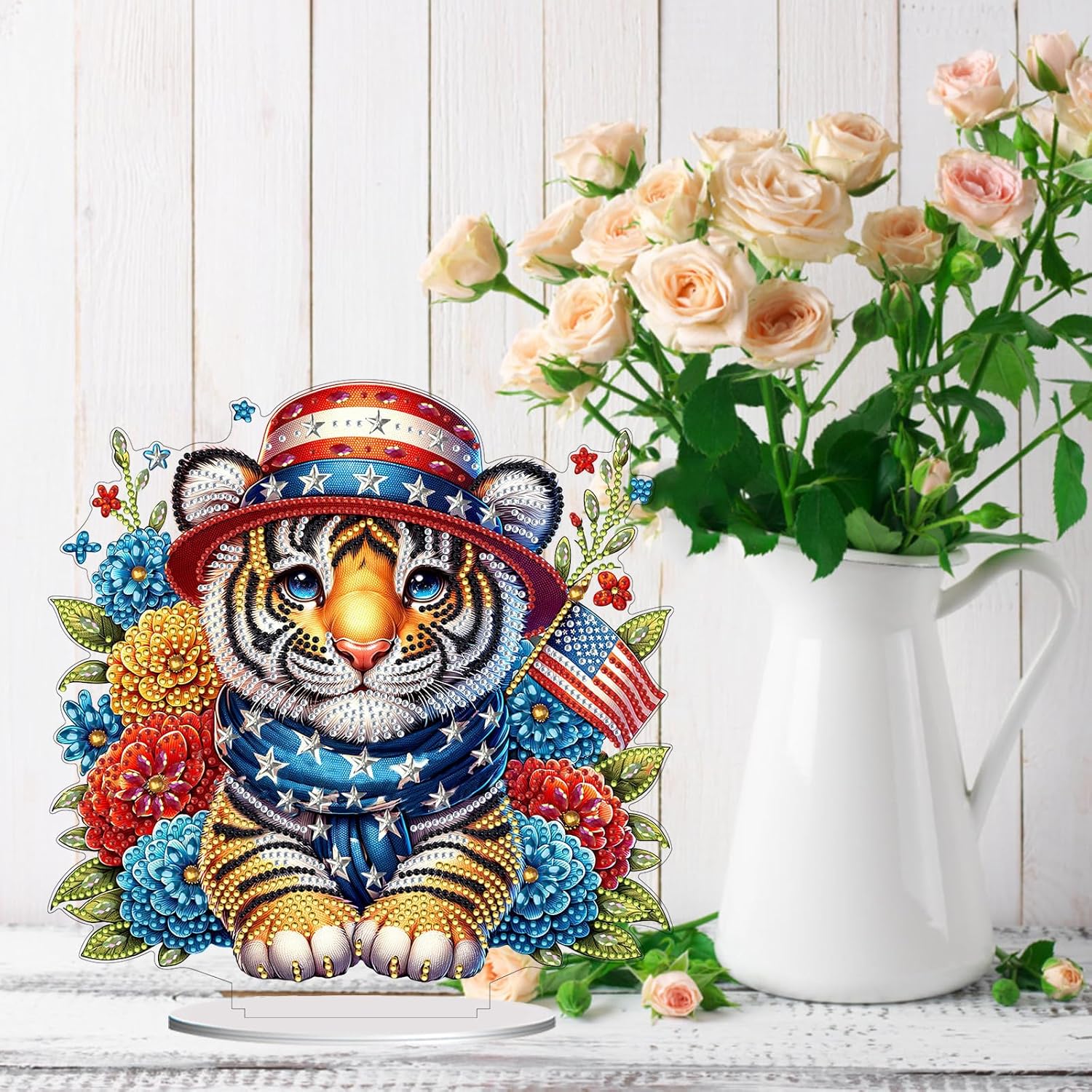 ARTopet 4Pcs DIY Diamond Desktop Ornament Special Shaped Crystal Diamond Art Painting Tabletop Ornaments Double Sided Pattern Single Sided Diamond Home Decor