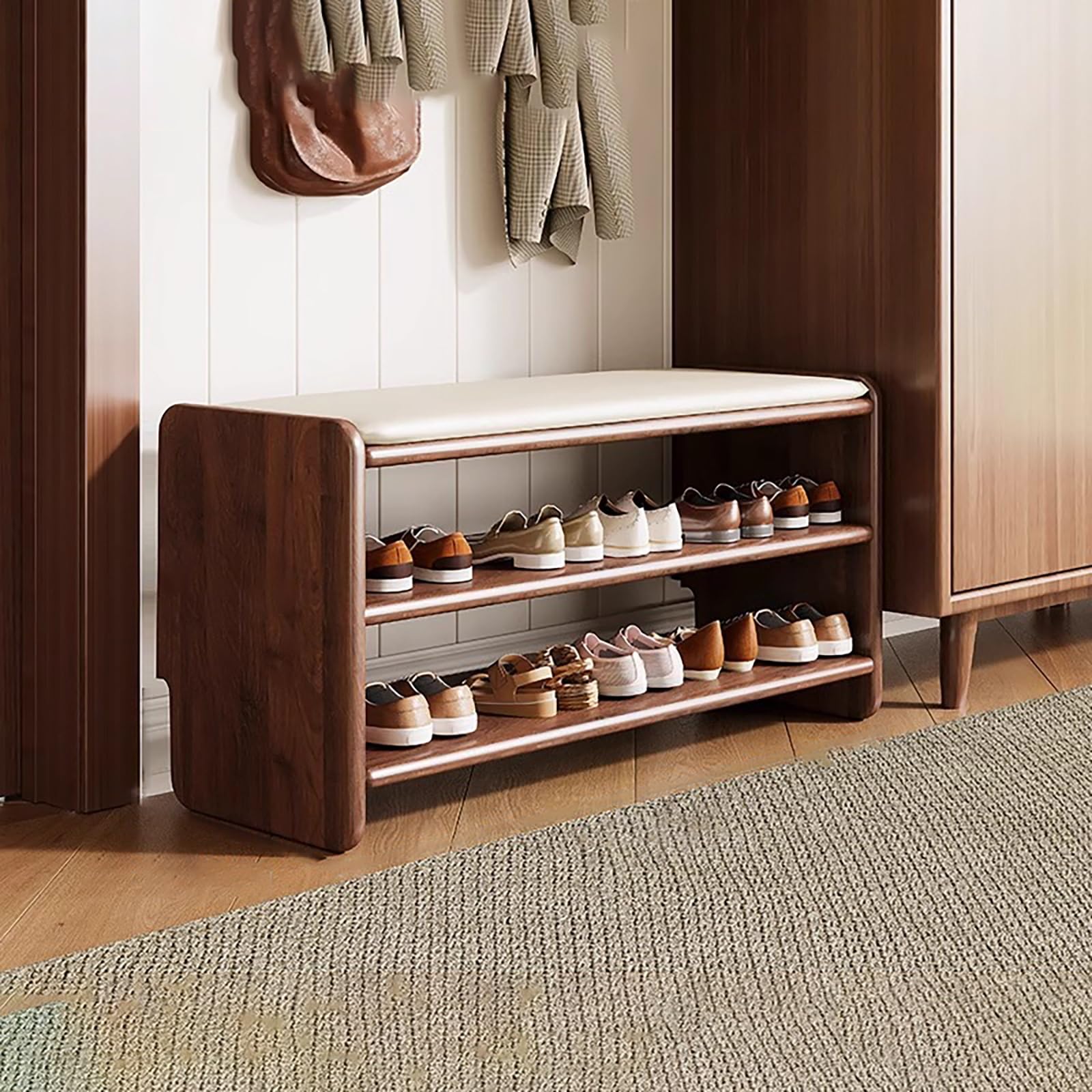 Étagère à chaussures pour couloir et entrée avec banc confortable