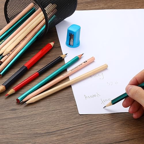 Miniatura 5 de PATIKIL Lápices hexagonales rojos y azules, paquete de 48 lápices de grafito HB, lápices de madera, lápiz de doble punta para aula, oficina,