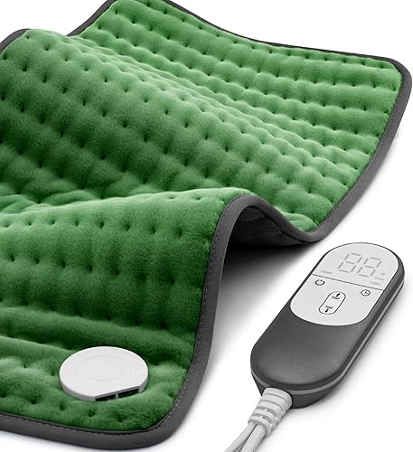 VALGELUIK Heating pad for Back Pain Relief, Heating Pads for Neck, Shoulder, Fathers Mothers Day Gifts for Women, Men, Dad, Mom, Auto-Off,Machine Washable, Moist Dry Heat Options, Extra Large 12"x24" - Green - 12*24 Inch