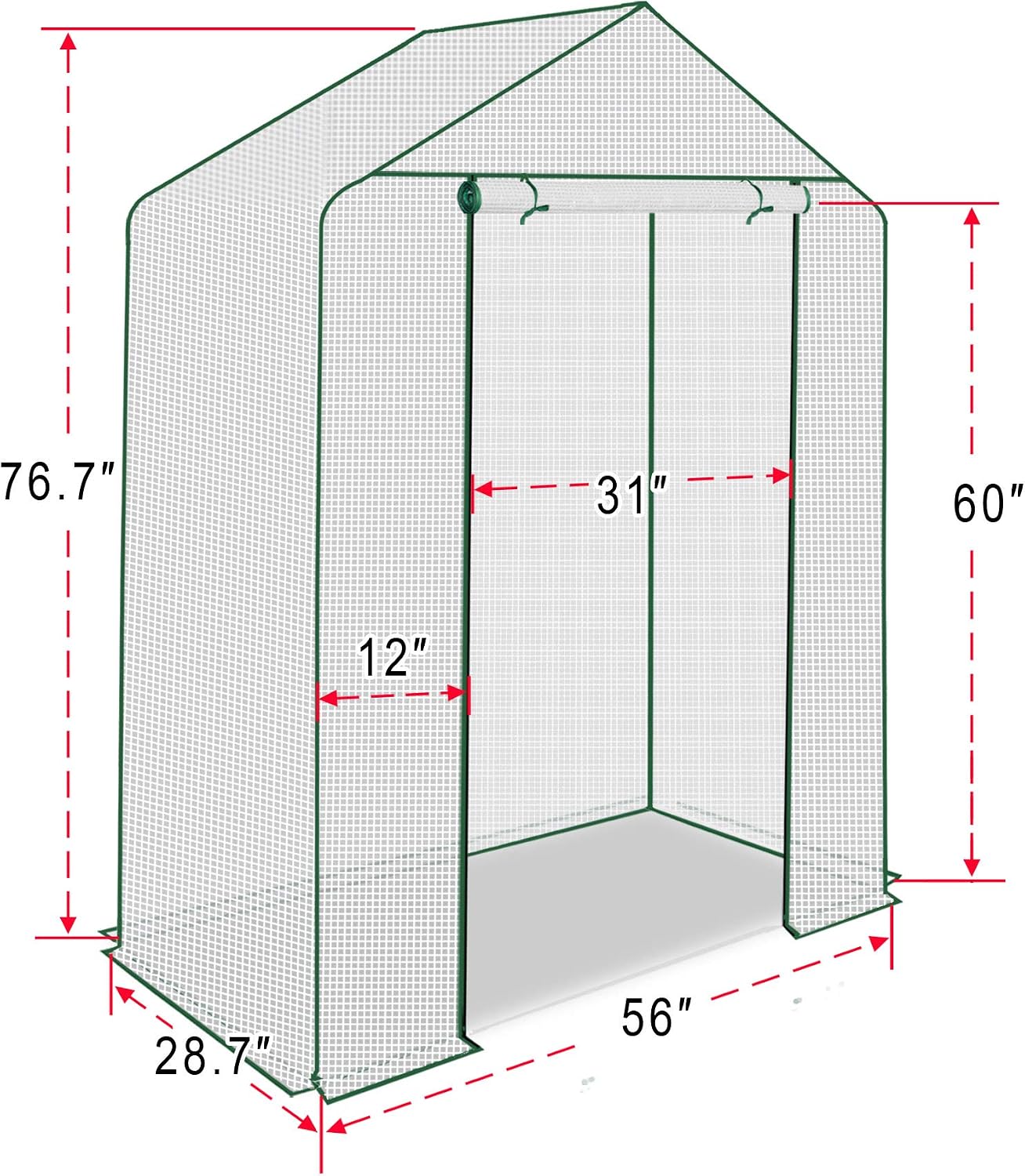Replacement Cover for Outdoor Greenhouse Plant Shelves UV Protected Plant Green House (56" L X28.7 WX76.7 H, PE Mesh Cover)