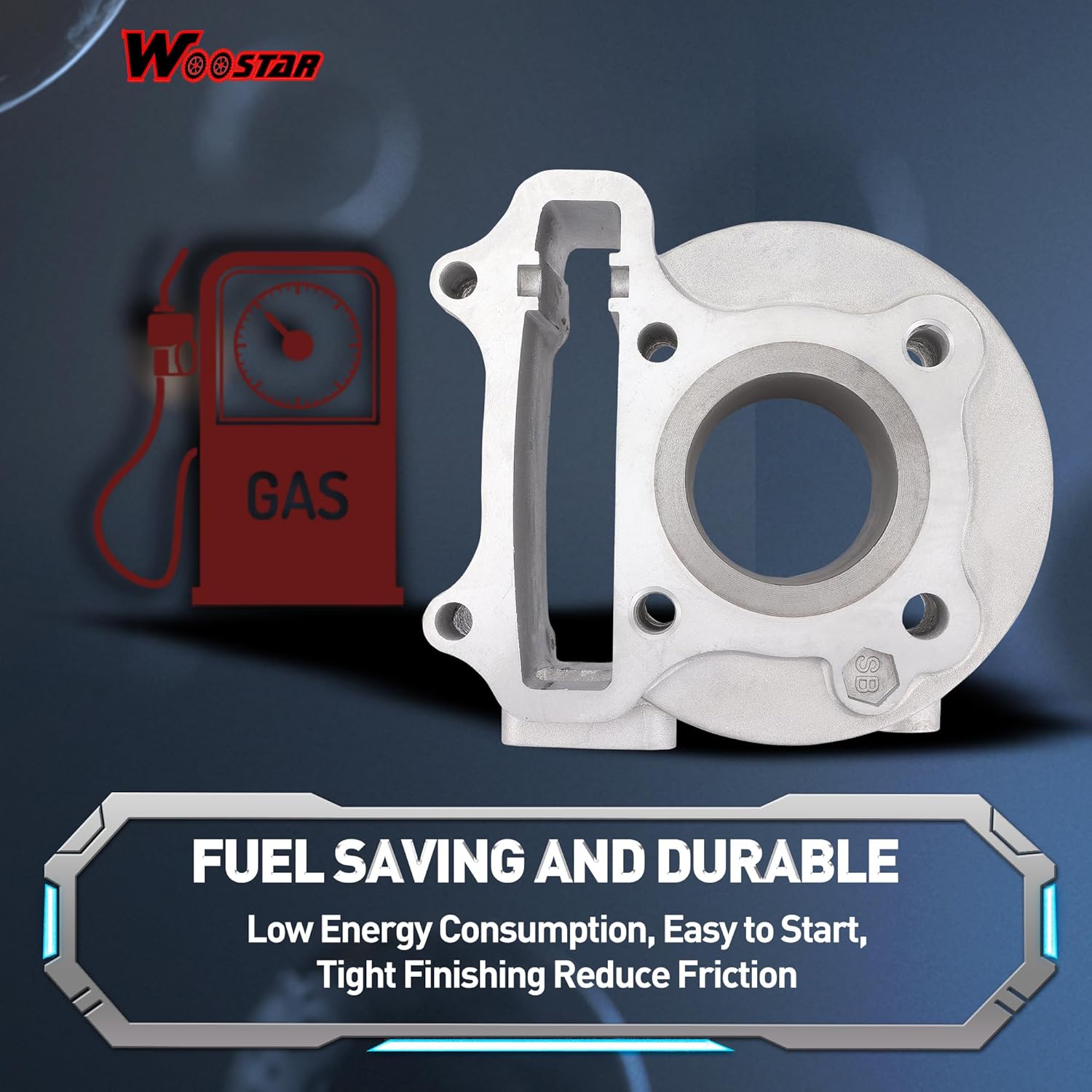 WOOSTAR 39mm Cylinder with Piston Ring Kit Replacement for 4 Stroke GY6 49cc 50cc 139QMA 139QMB Engine ATV Quad Scooter Moped