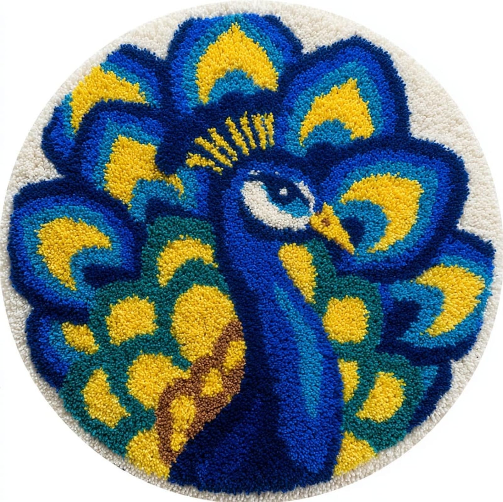 WallustrioaW Latch Hook Rug Kit,Cartoon Peacock,Pre-Printed Pattern Canvas Tapestry Embroidery Adults Handicrafts DIY Craft Cross Stitch Kits,50x50cm