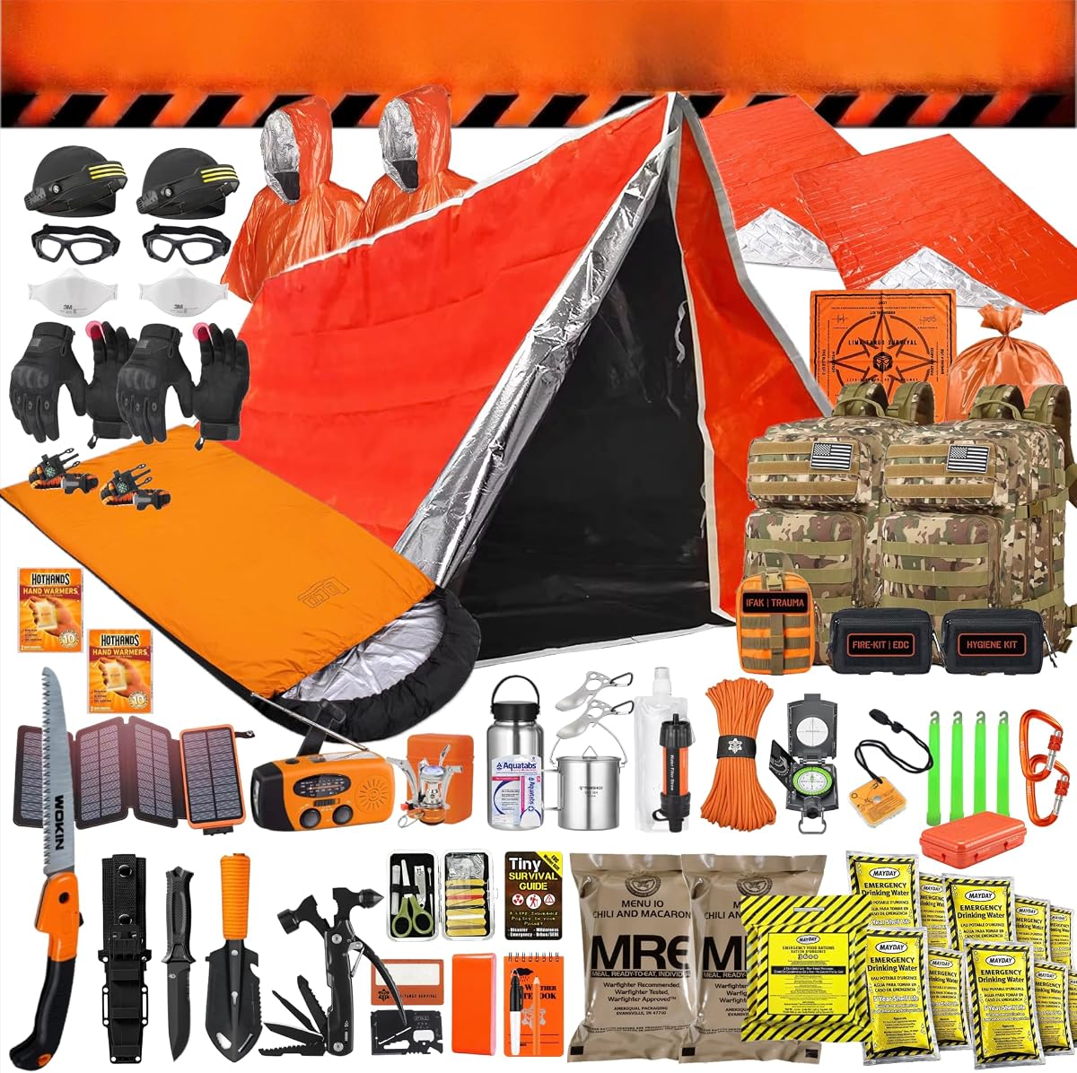 72 Hour Survival Kit - Two-Person 291 Pieces Survival Gear - 45L Go Bag, Bug Out Bag, Emergency Backpack, First Aid, Water Filter, Tools, Tent, Camping Essentials, Emergency Preparedness - THE Alpha