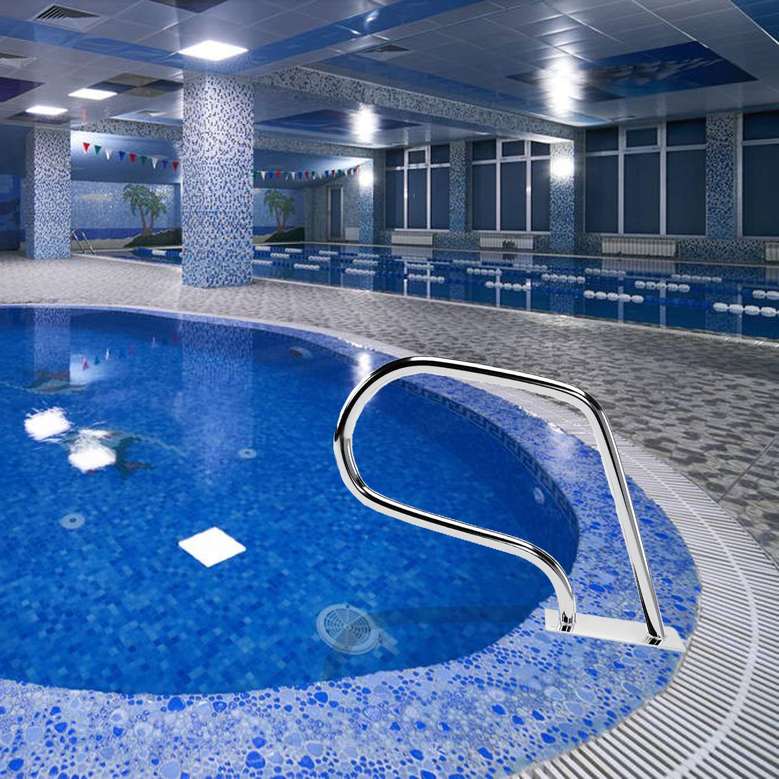 barandilla, Pasamanos de piscina, pasamanos seguridad, escalera for con capacidad carga 250 lb, piscina/32 x 39 pulgadas