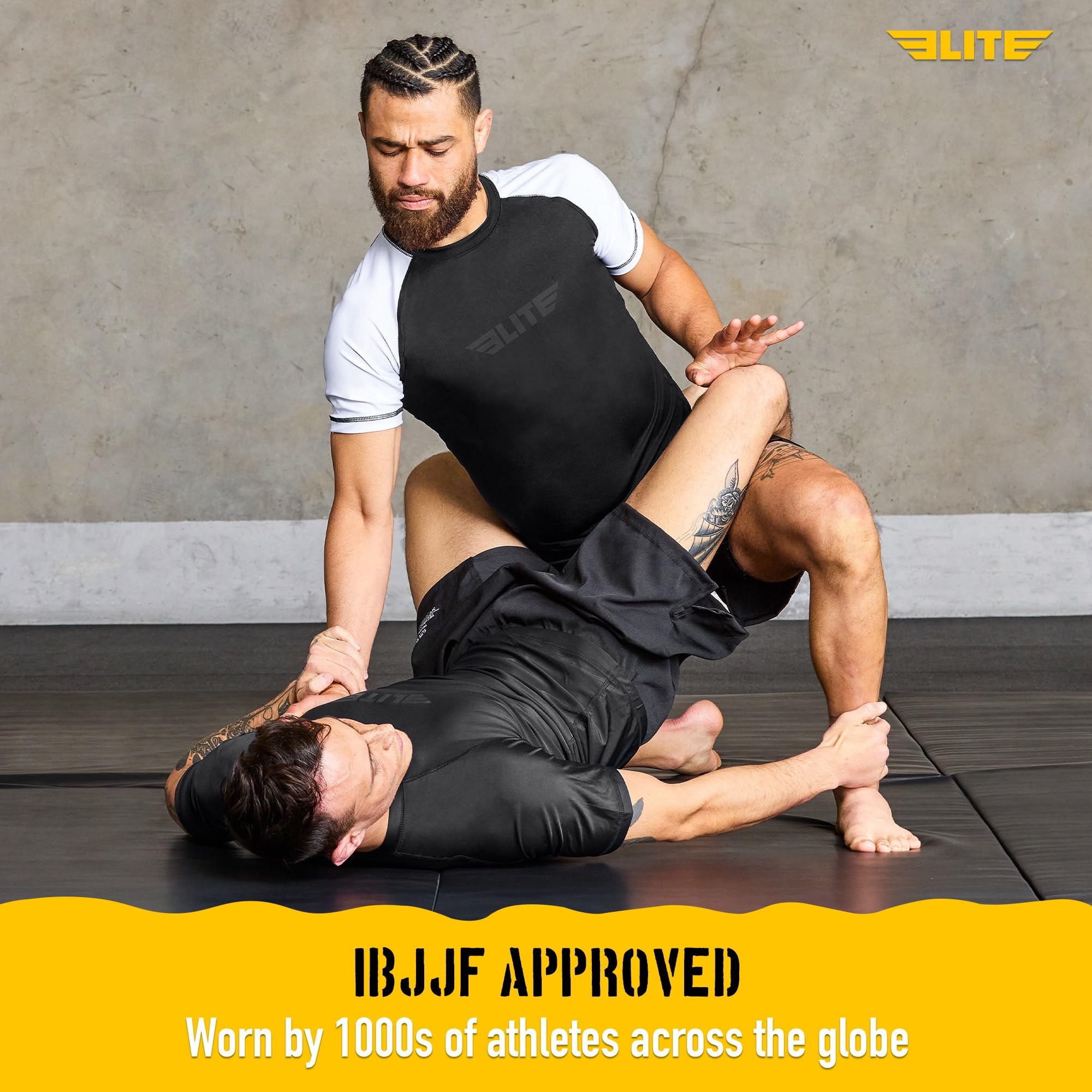 Elite Sports Jiu Jitsu BJJ Rash Guards Mens BJJ No GI MMA Ranked Short Sleeve Compression Base Layer Rash Guard product thumbnail 4