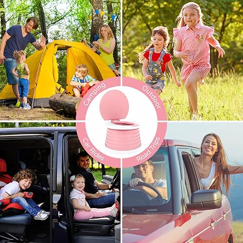 Miniatura 9 de Silla portátil para ir al baño Inodoro plegable de entrenamiento para niños pequeños, bebés, niños, asiento de orinal de viaje para interiores y