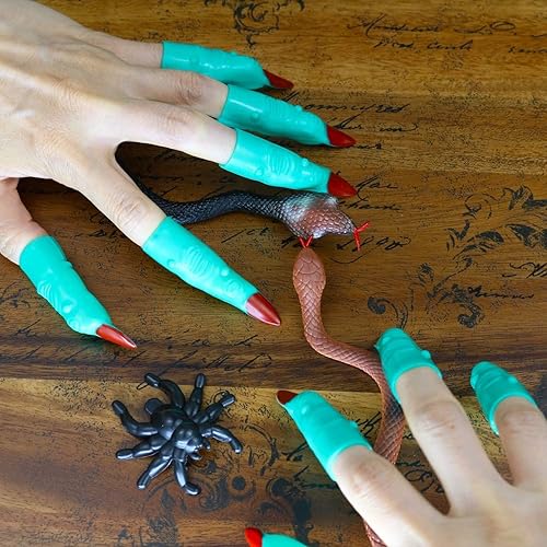Miniatura 3 de GiftExpress 24 dedos de bruja de Halloween, accesorios de disfraz de dedos de bruja marciana de 2.5 pulgadas, uñas postizas, juguete de dedos de