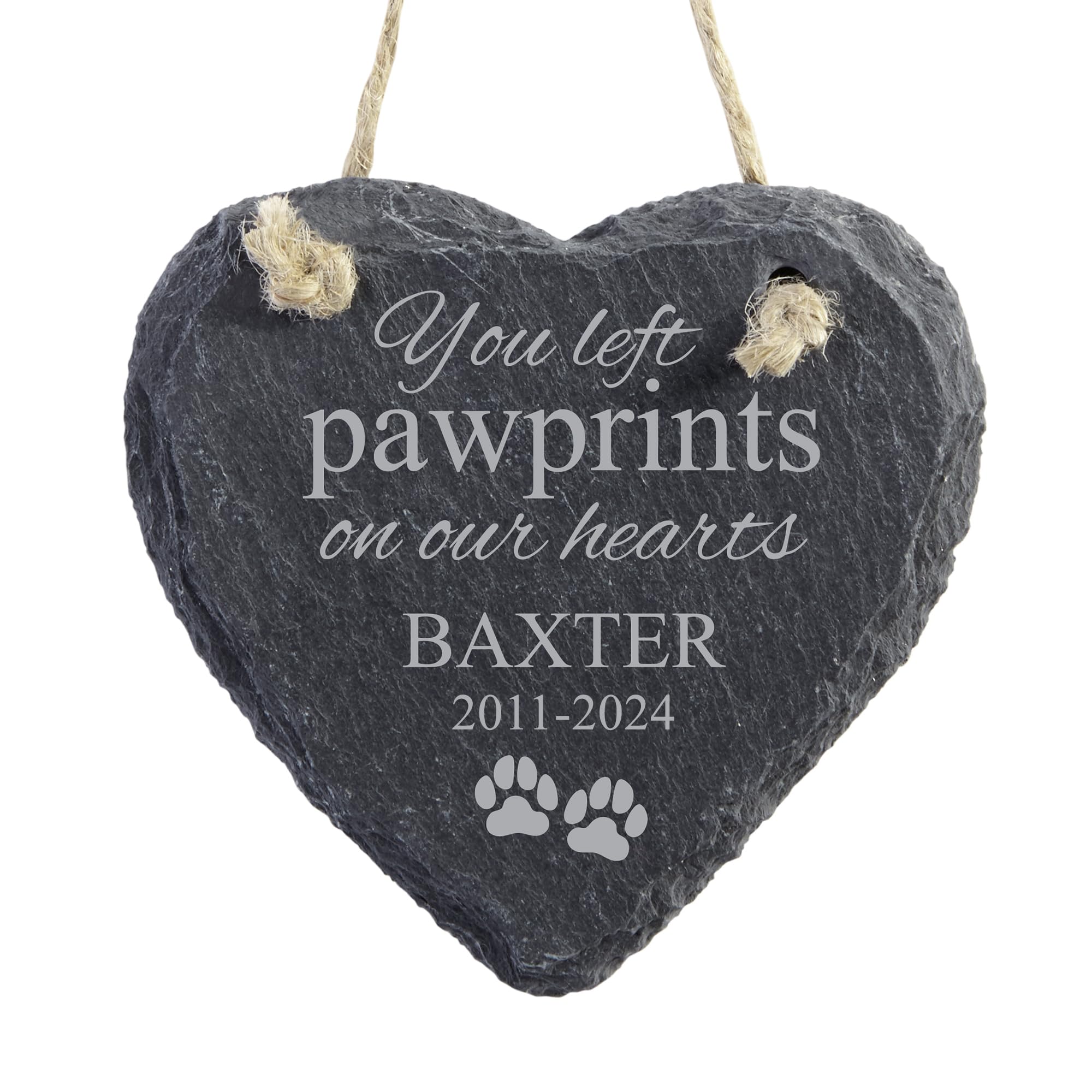 Let's Make Memories Personalized Pet Memorial Christmas Ornament - Pawprints on My Heart - Dog and Cat Keepsake - Engraved Slate Heart - 2024