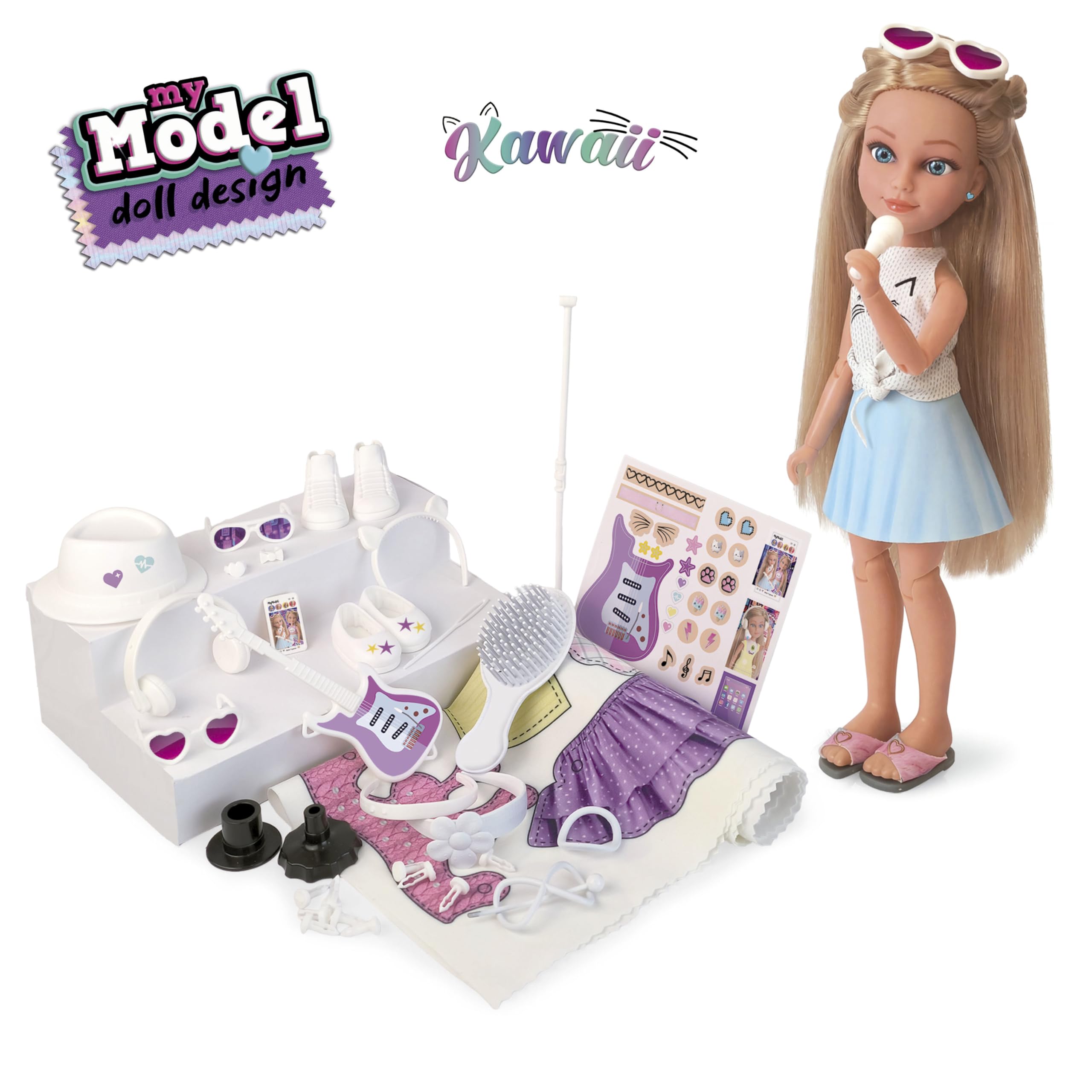 Educa - My Model Doll Design Kawaii | Kit de Diseño de Moda para Muñeca Articulada | CREA tu Propia Ropa y Peinados | Manualidades para niños a Partir 6 años (20651)