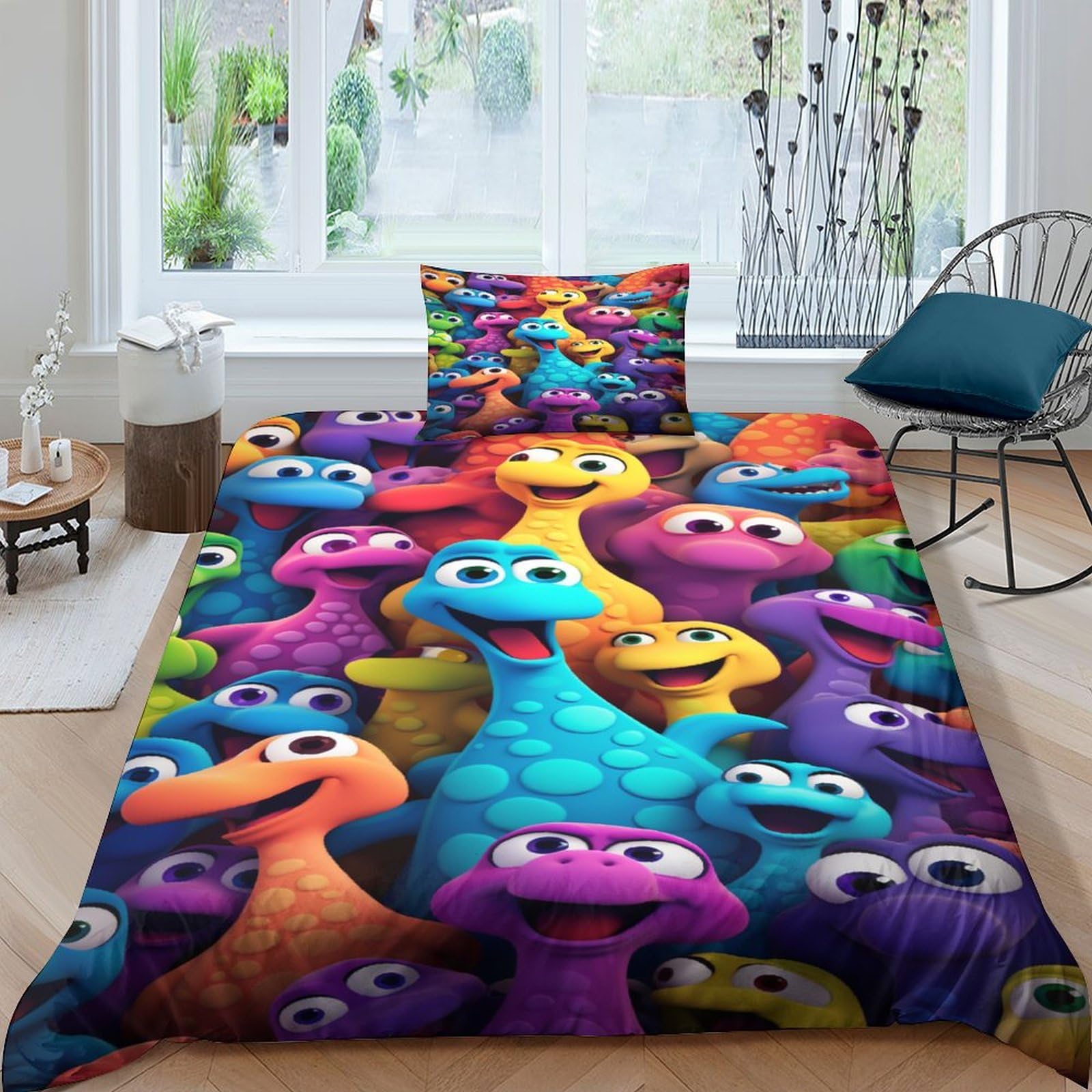 Housse de couette dinosaures 135x200 microfibre 3D
