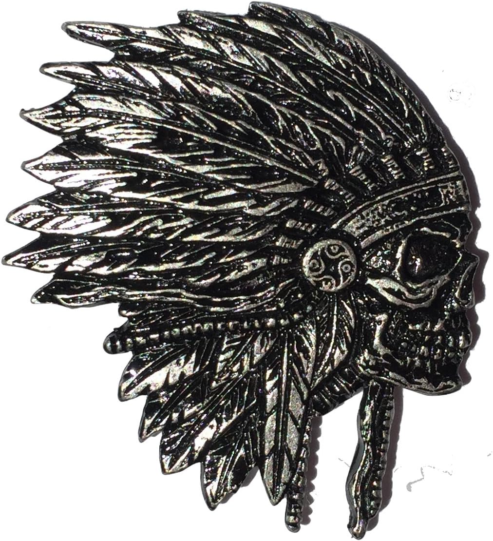 Indian chief Skull Hat Jacket Vest Biker PIN - By Patch Squad