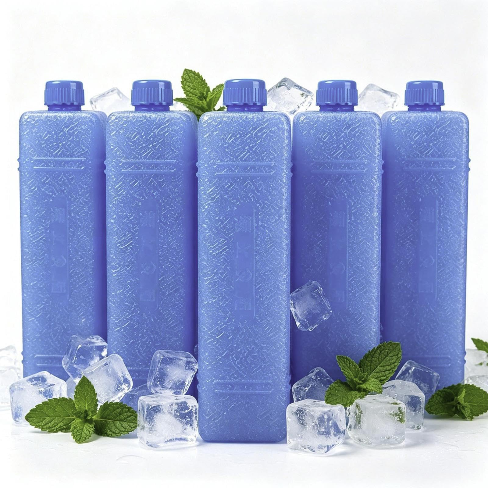 5PCS Freezer Blocks, Reusable Ice Packs For Cool Box, Ice Blocks For Cool Bags, Air Conditioner Fan Refrigerator Ices Crystal Box, For Lunch Boxs, Travel, Picnic, Camping Food Drink