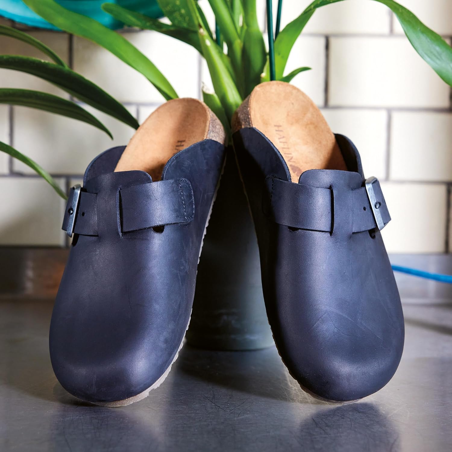 HAFLINGER Porto Elegant Leather Clog with Rubber Sole and Cork Latex Footbed Slipper Unisex - Image 3