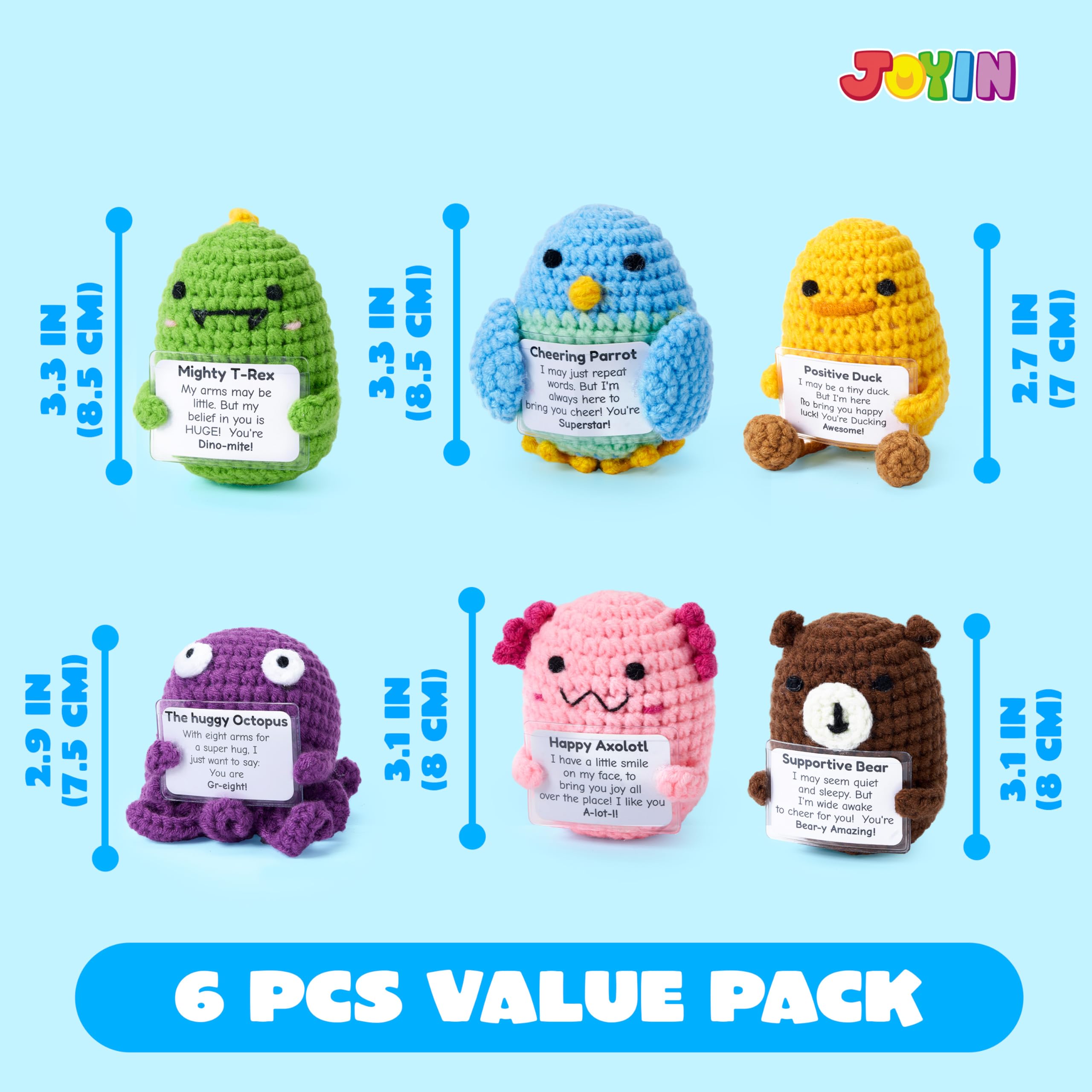 JOYIN Animali di peluche lavorati a maglia con supporto emotivo, 6 pezzi