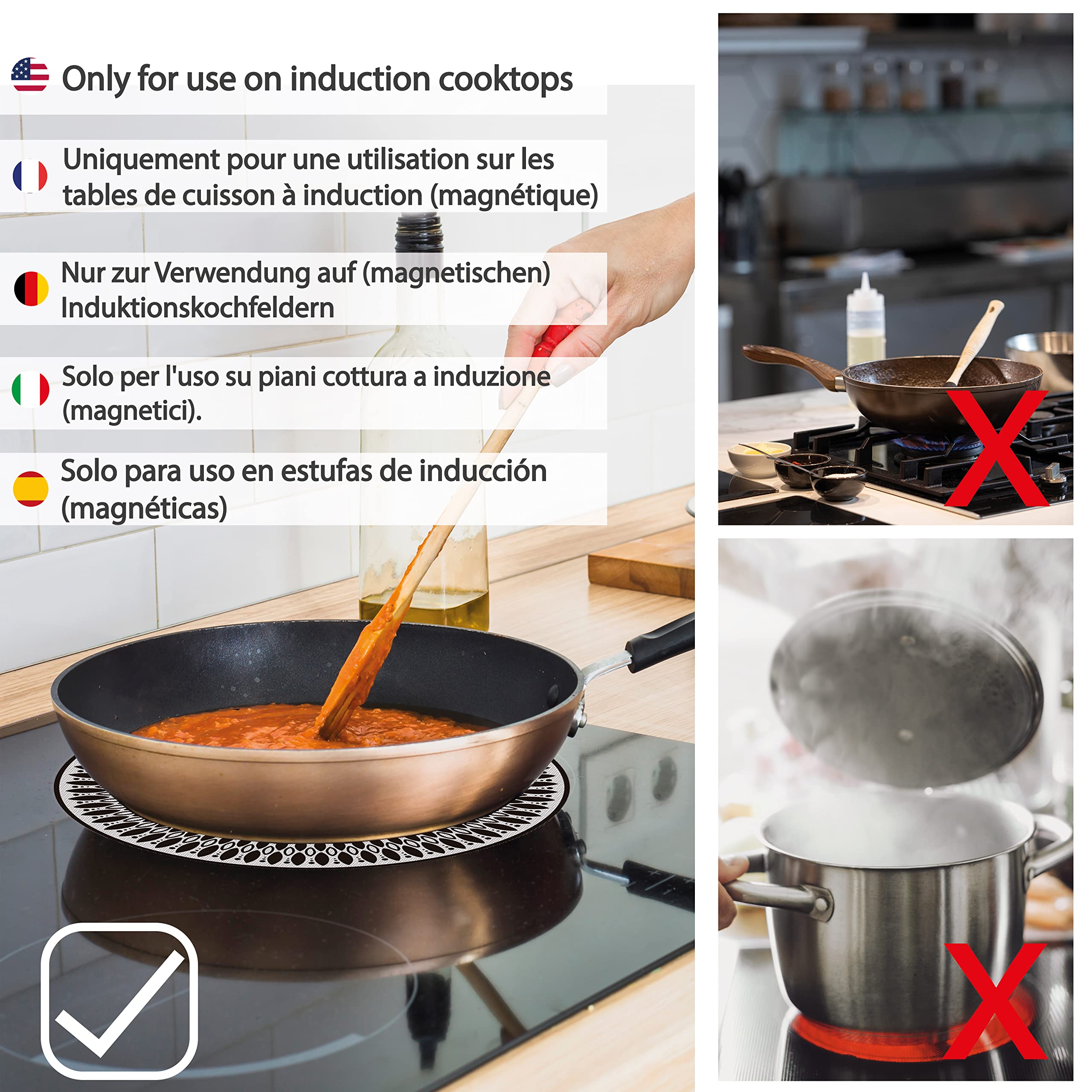 3 Tappetini In Silicone Per Piani Cottura A Induzione - Antigraffio, Riutilizzabili, Diametro 24.5 Cm - Foto 6