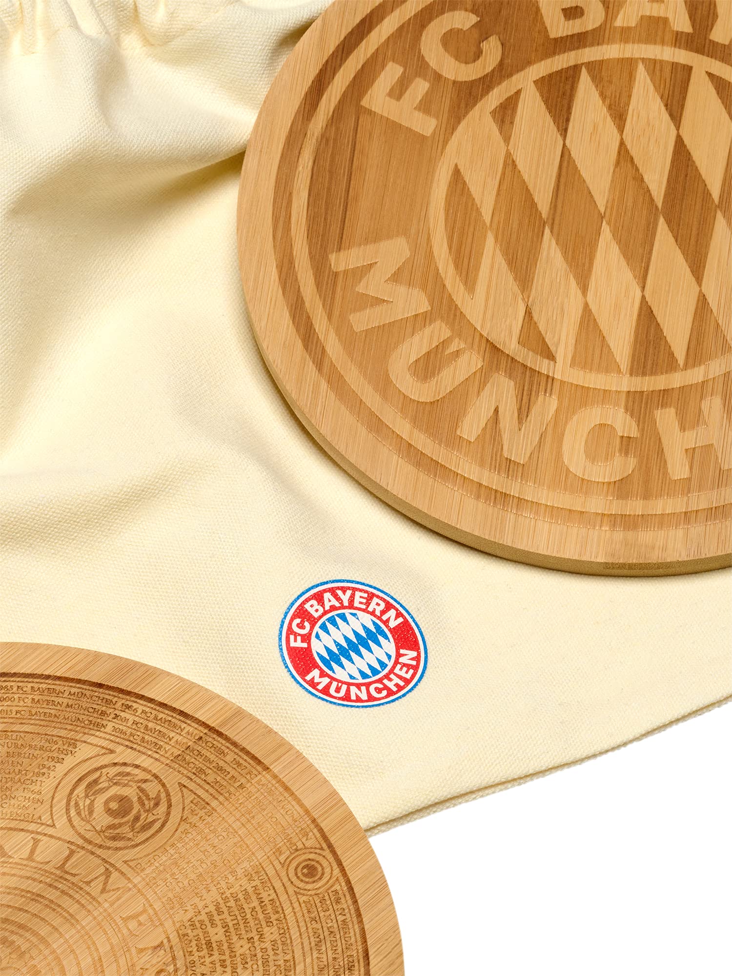 FC Bayern Mnchen Brotzeitbrettchen 2er Set - Rekordmeister - rund Bambus  im Beutel Frhstcksbrett FCB : Amazon.de: Kche, Haushalt & Wohnen