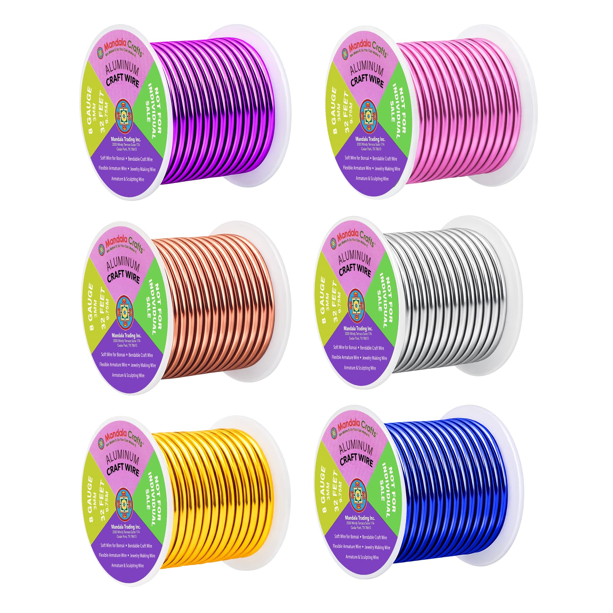 Mandala Crafts 8 GA Gold Blue Purple Assorted Anodized Aluminum Craft Wire