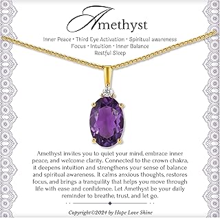 Amethyst Necklace Gift for Women - February Birthstone Jewelry - 18K Gol...