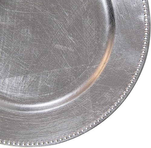 Miniatura 9 de WELMATCH Platos de carga con cuentas de plástico negro  12 unidades de 13 pulgadas redondas de boda Decroation Platos metálicos para banquete de