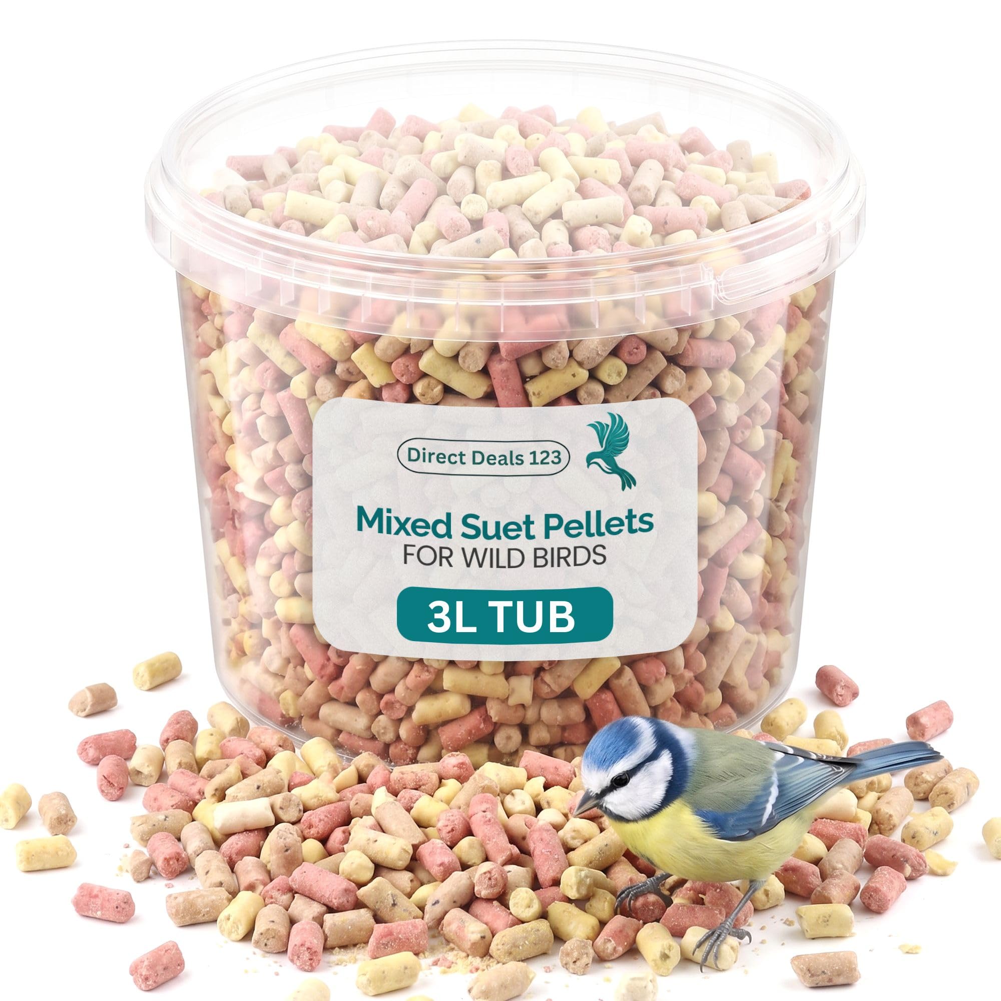 3L Tub Berry Mix Suets Pellets for Wild Birds Food, Berries for Bird Feed