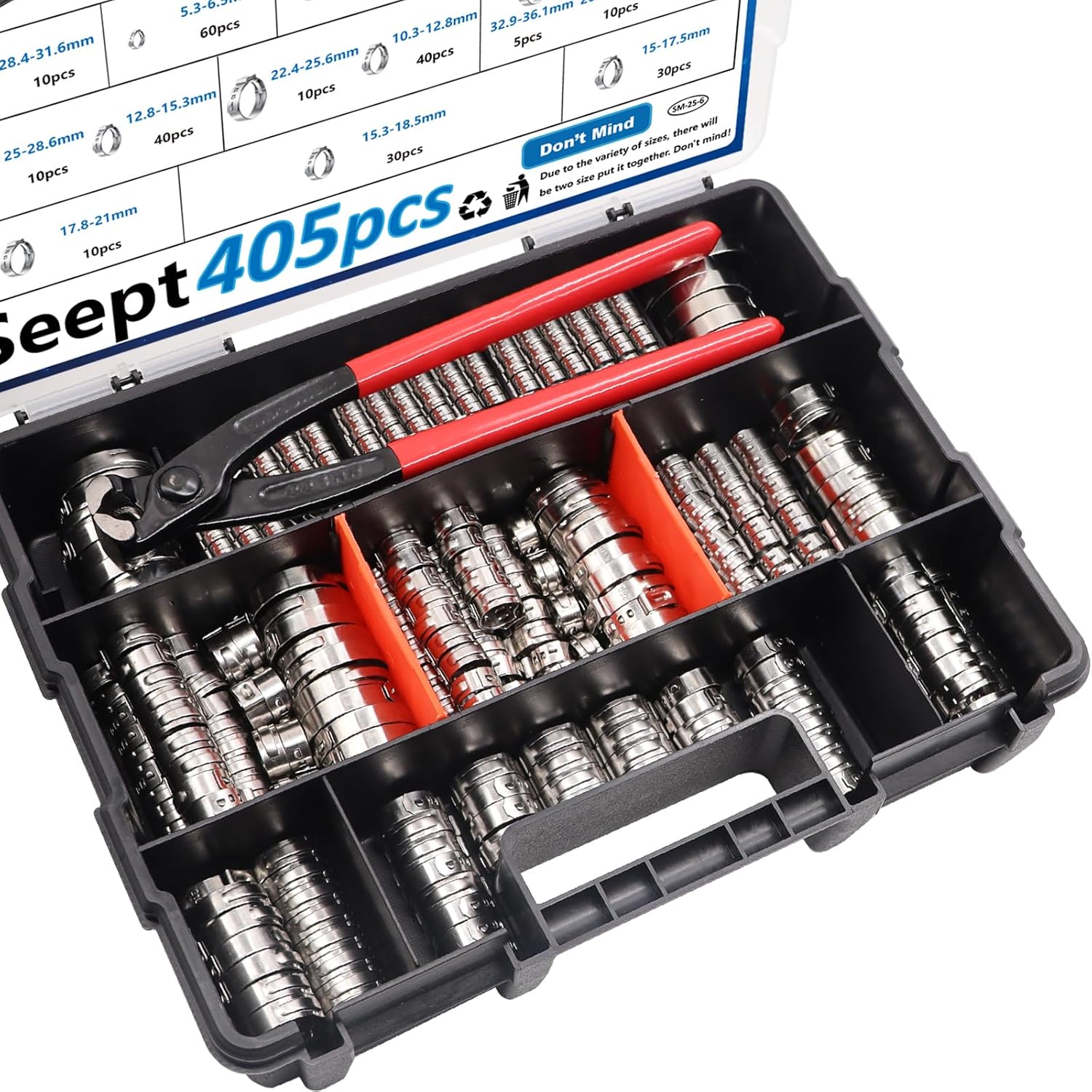 405pcs Ear Hose Clamps Kit with Pliers