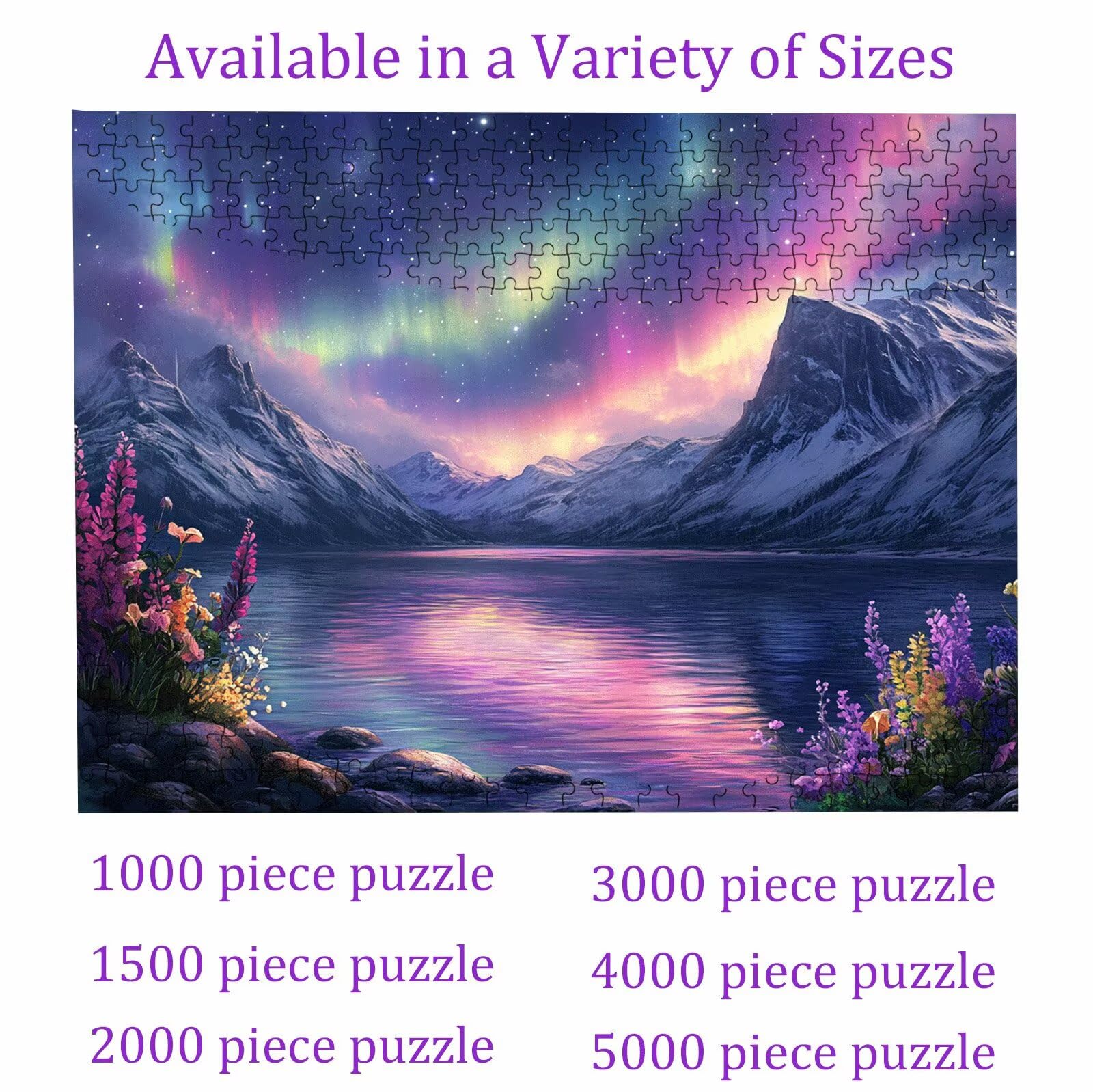 Puzzle 2000 Piezas | Lago Aurora Puzzle 2000 Piezas Adultos | Encajan Perfectamente | sin Polvo | Rompecabezas Madera para Toda la Familia | Rompecabezas XL para Expertos | Regalo Mujer W3H-899